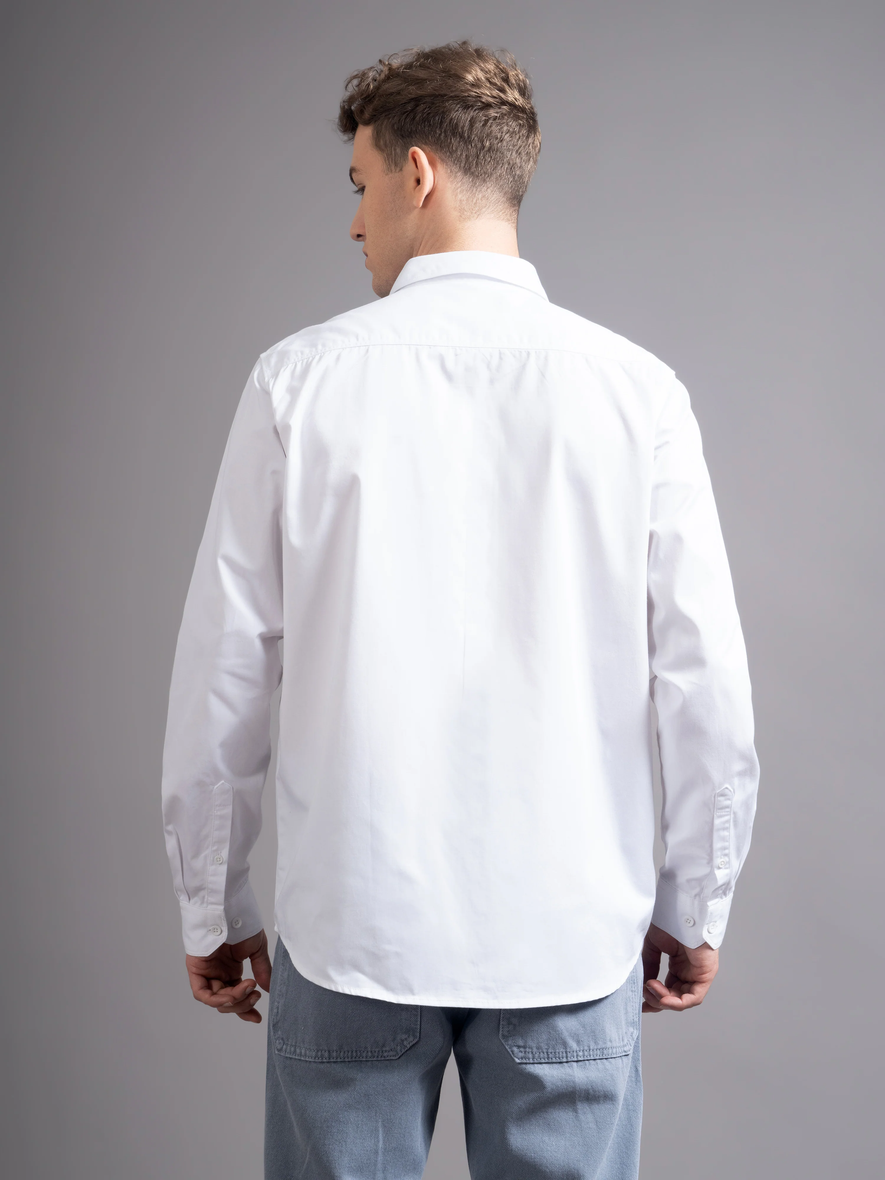 Men White Twill Shirt - Image 4