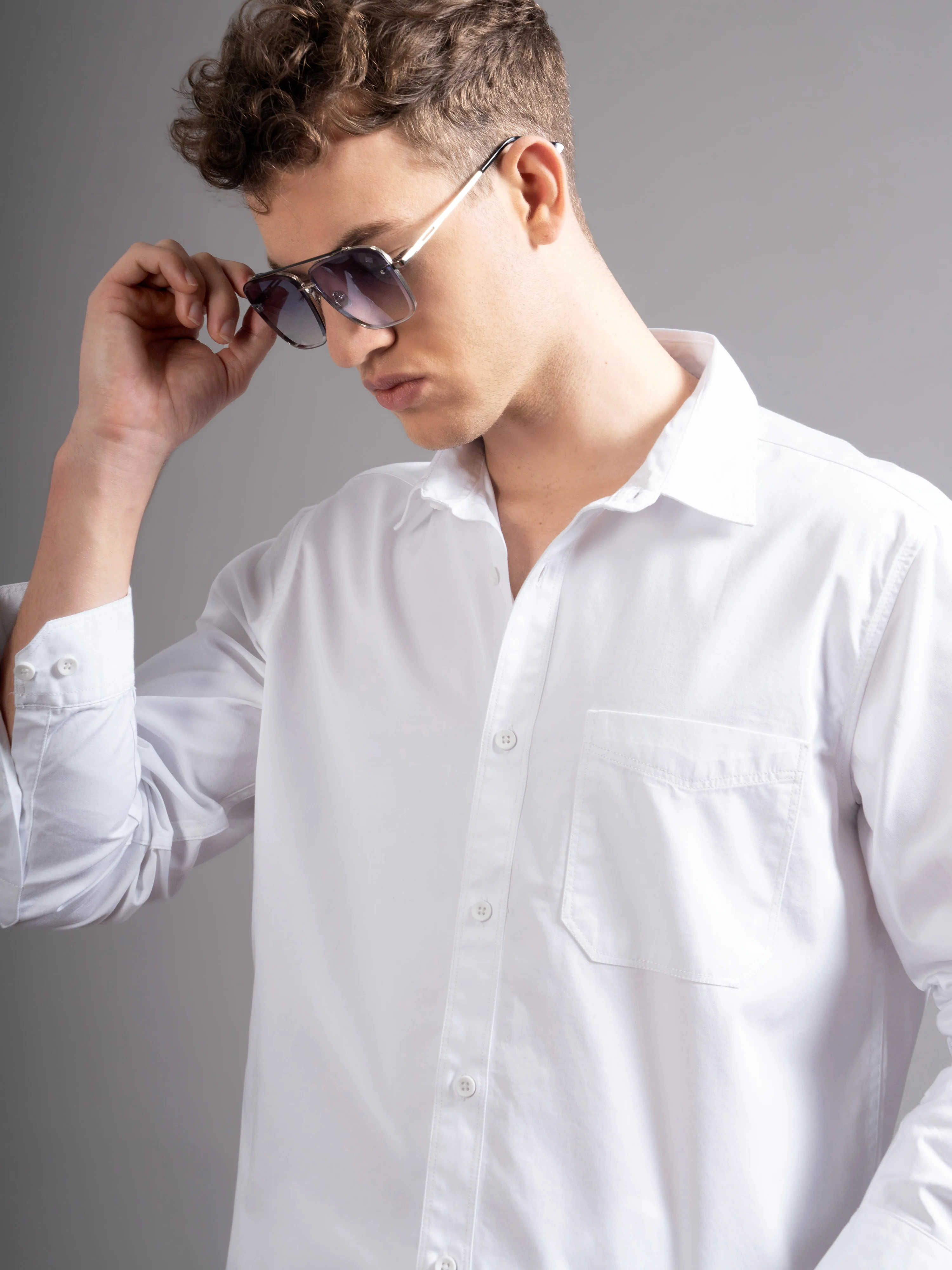 Men White Twill Shirt - Image 6