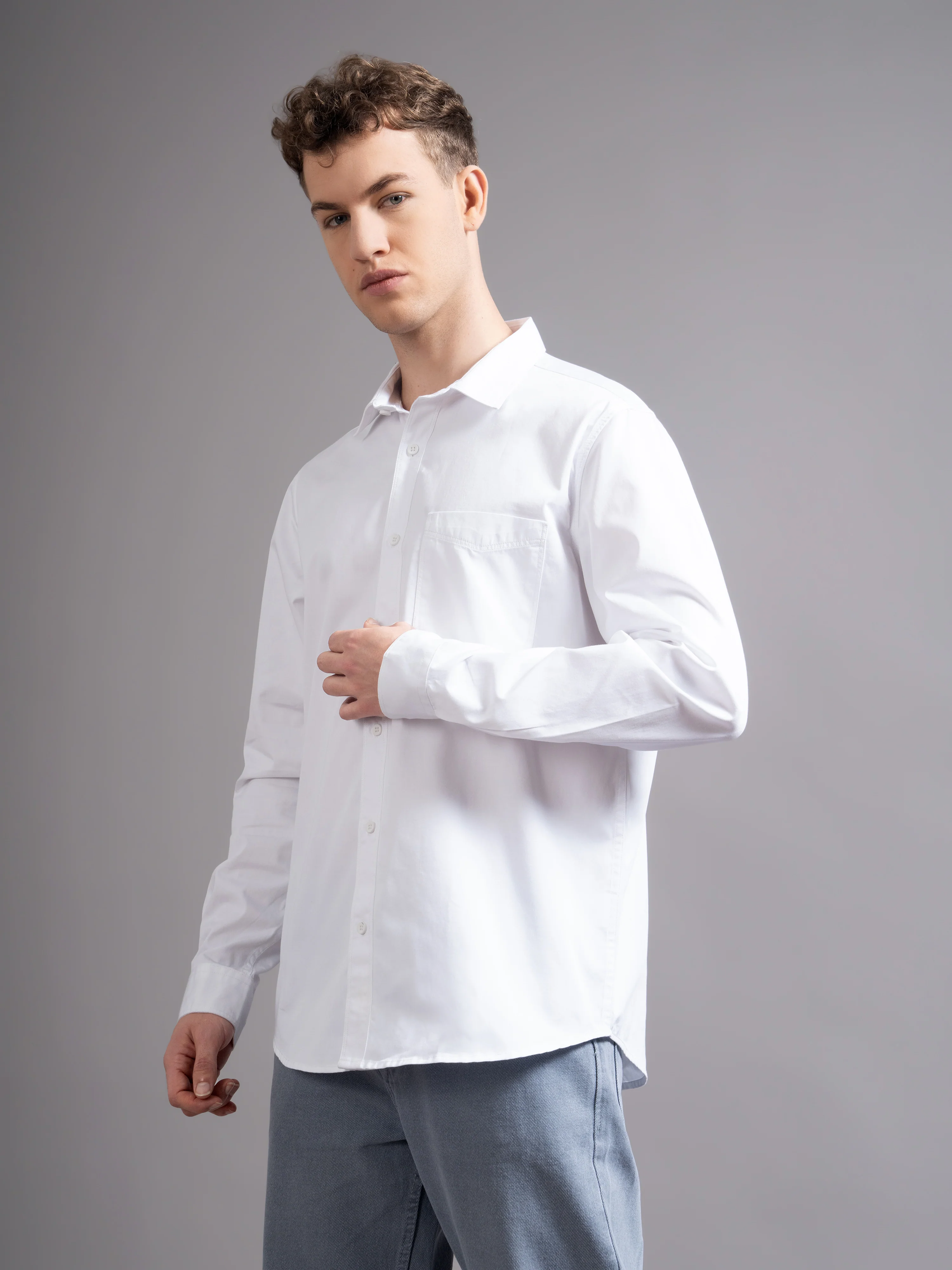 Men White Twill Shirt - Image 7