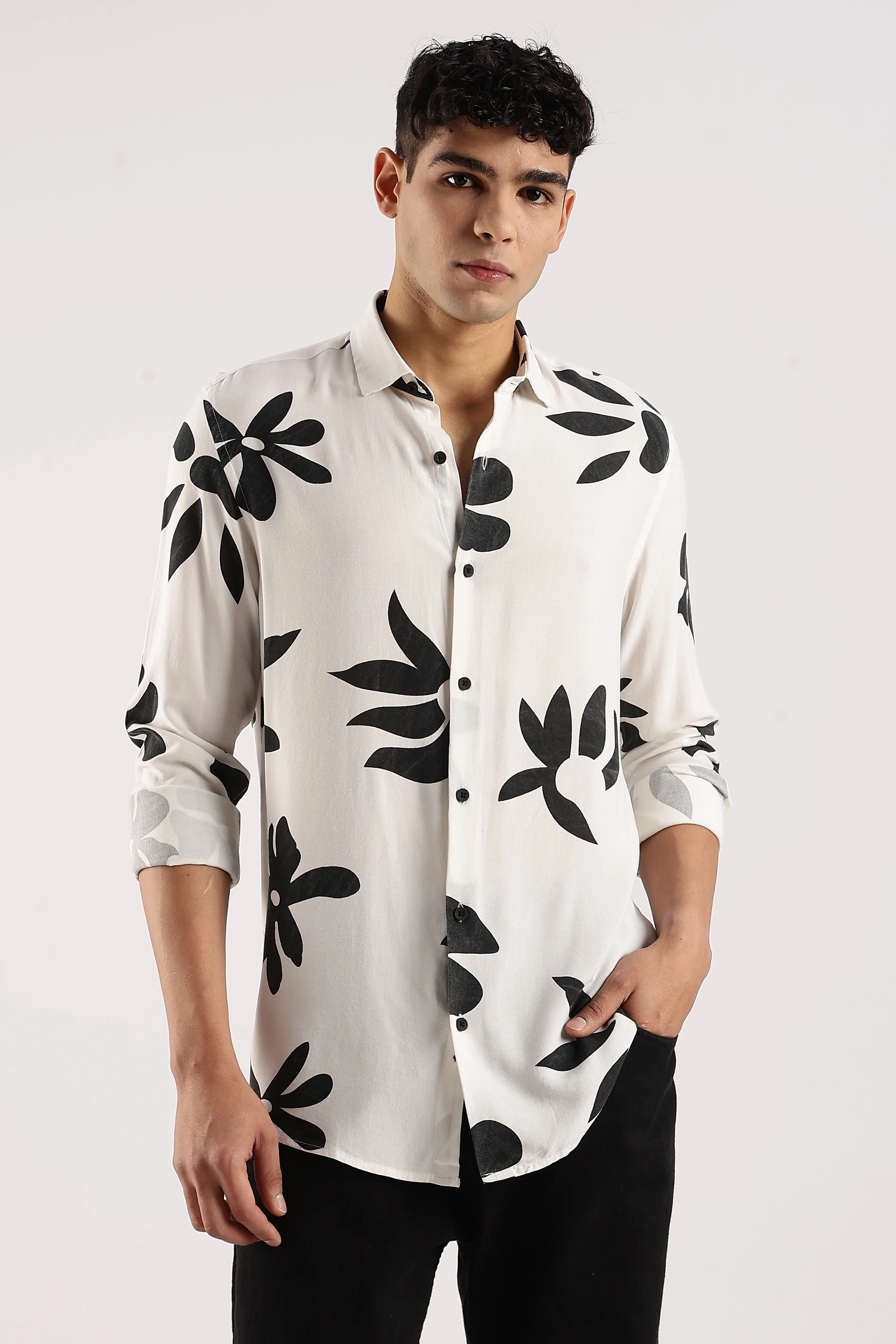 Men White Viscose Shirt - Image 2