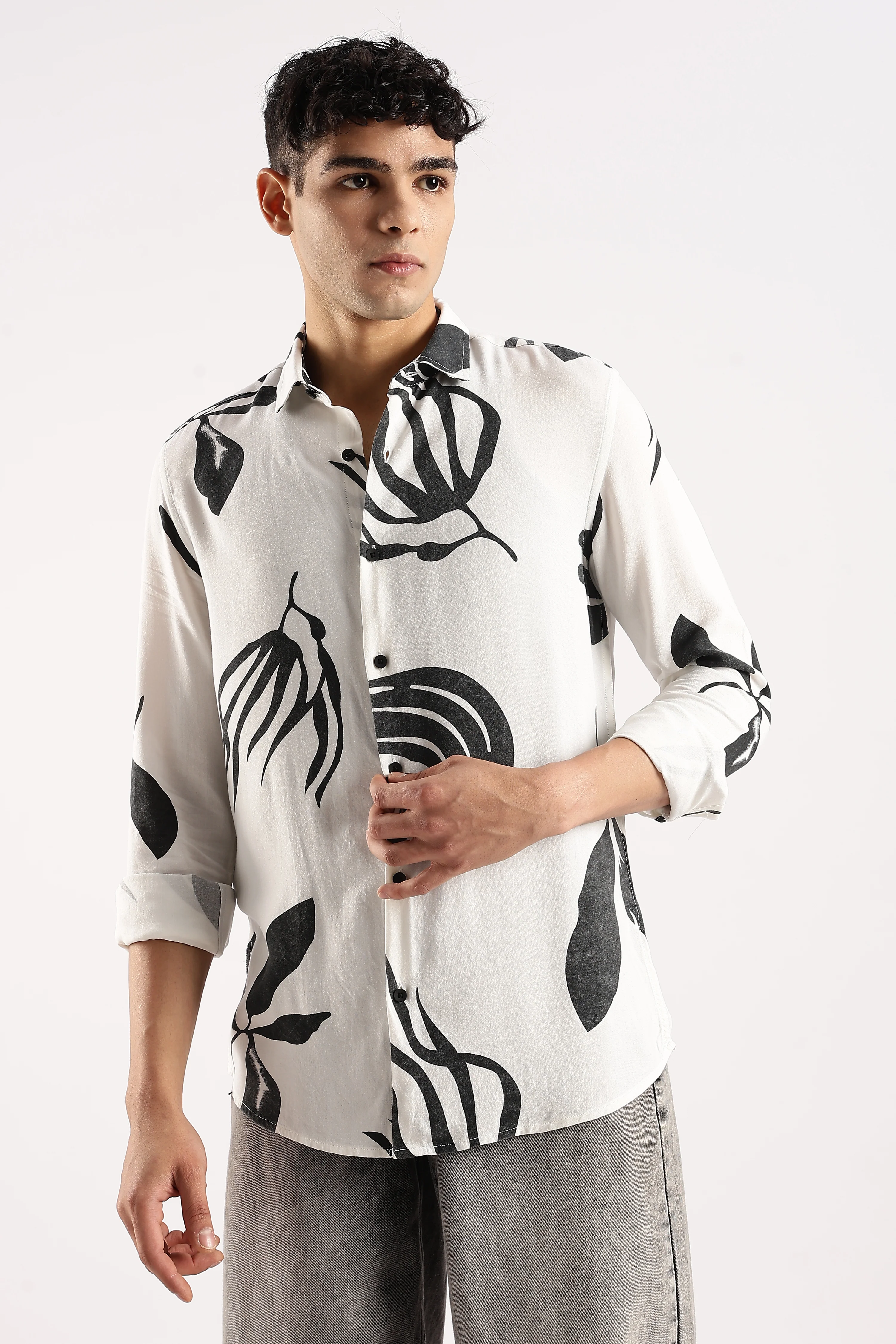 Men White Viscose Shirt - Image 2