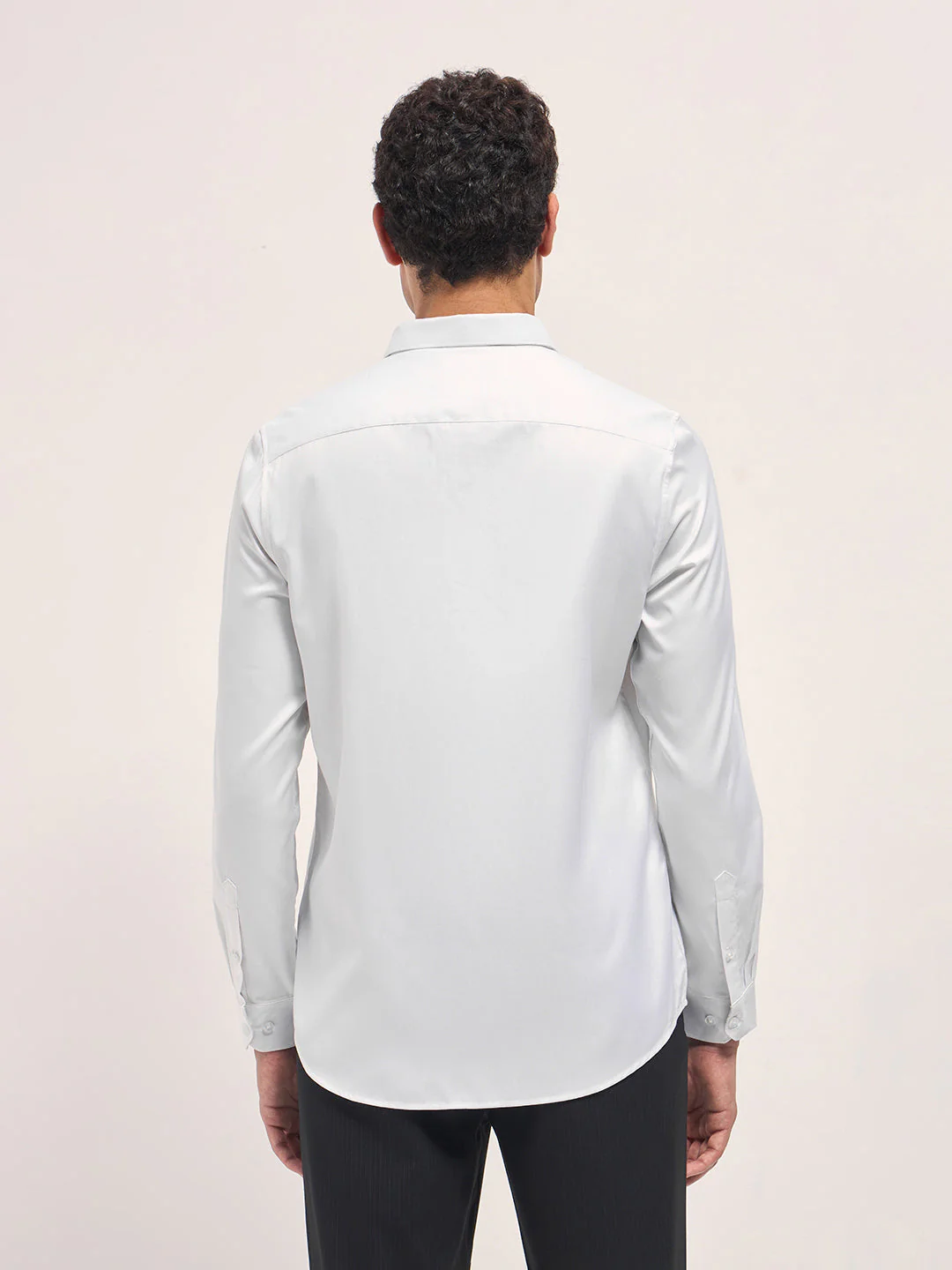 Men White Woven Design Tailored Fit Formal Shirt - Image 2