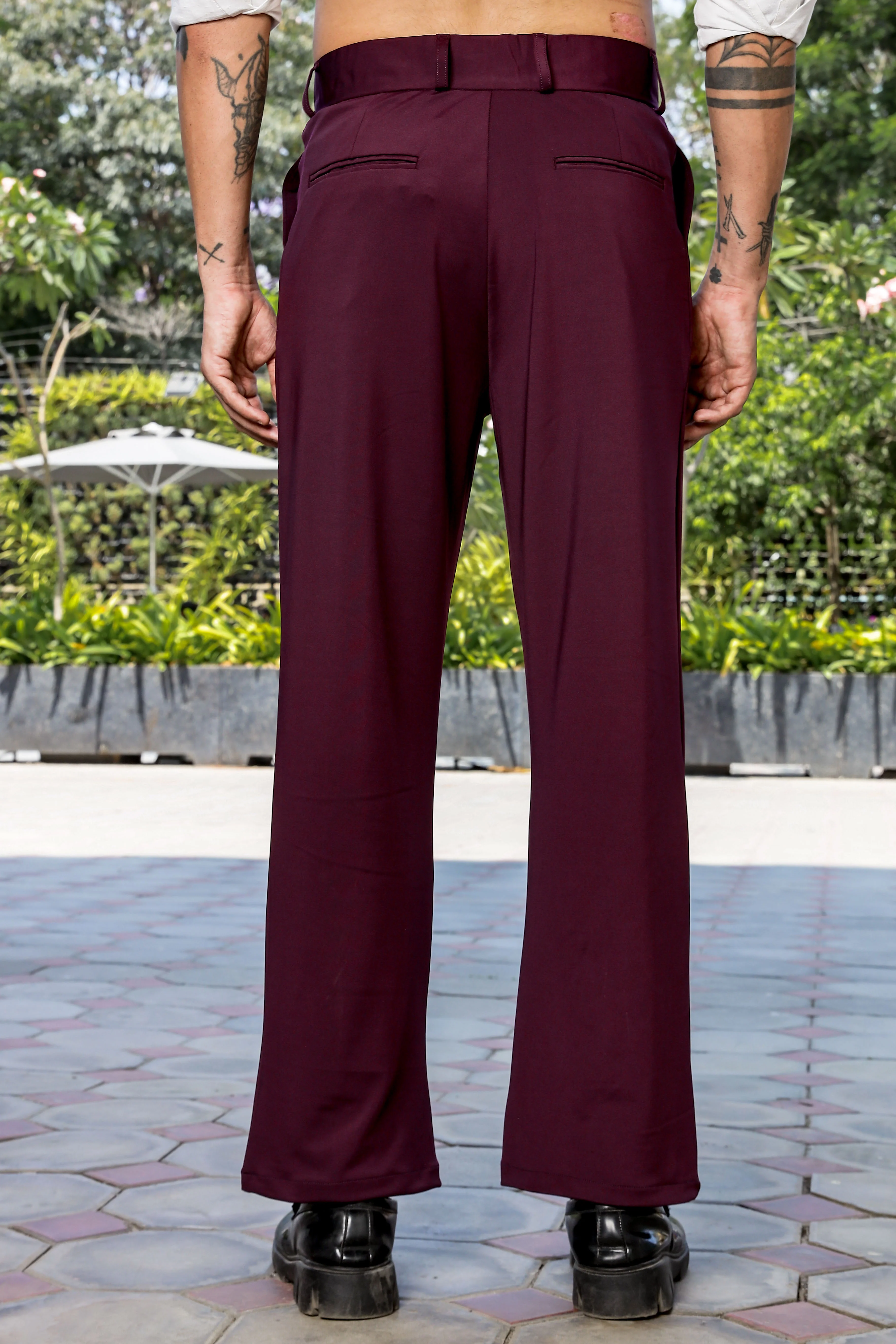 Men Wine Baggy Korean Trousers - Image 3