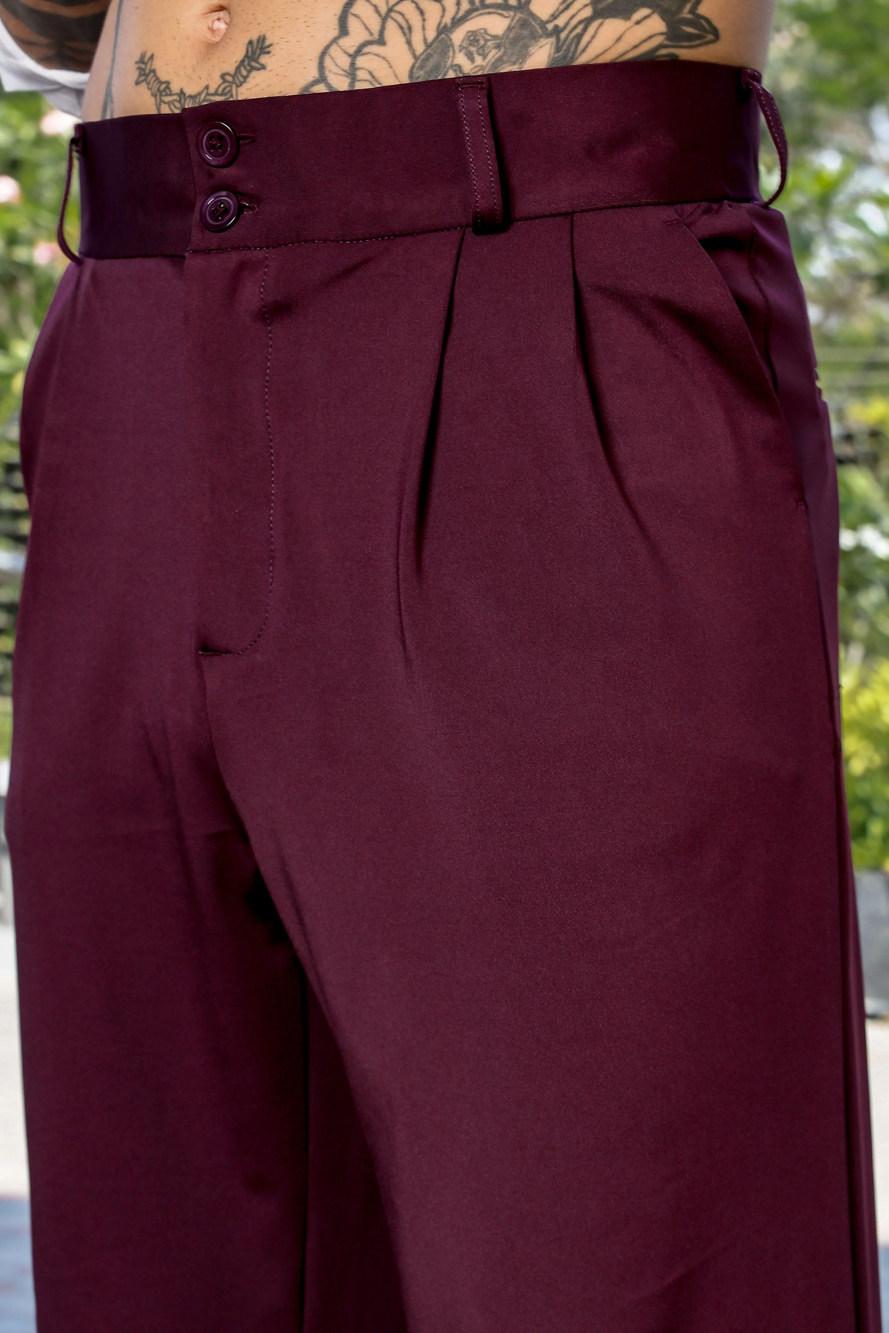 Men Wine Baggy Korean Trousers - Image 5