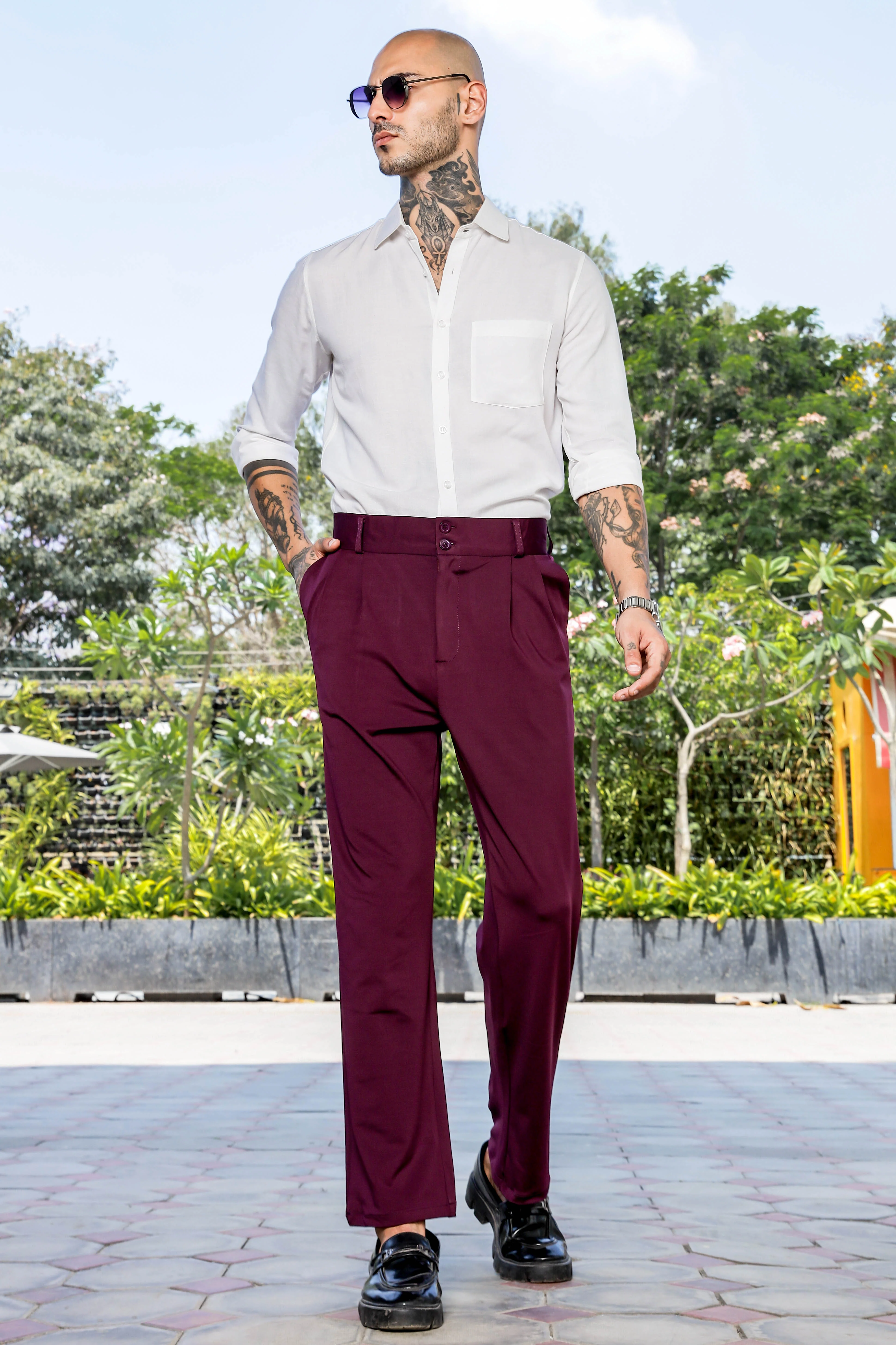 Men Wine Baggy Korean Trousers - Image 6