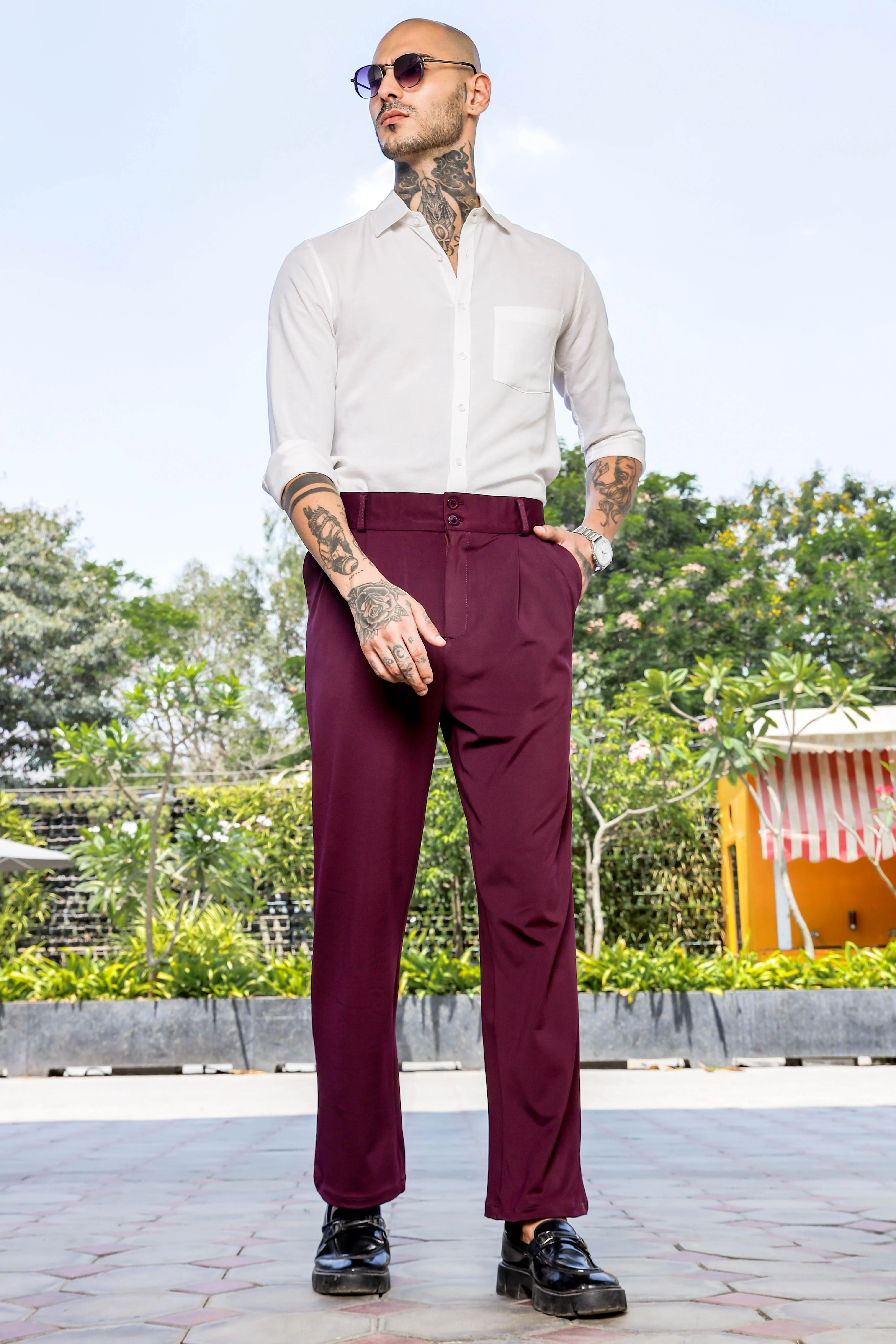 Men Wine Baggy Korean Trousers - Image 8