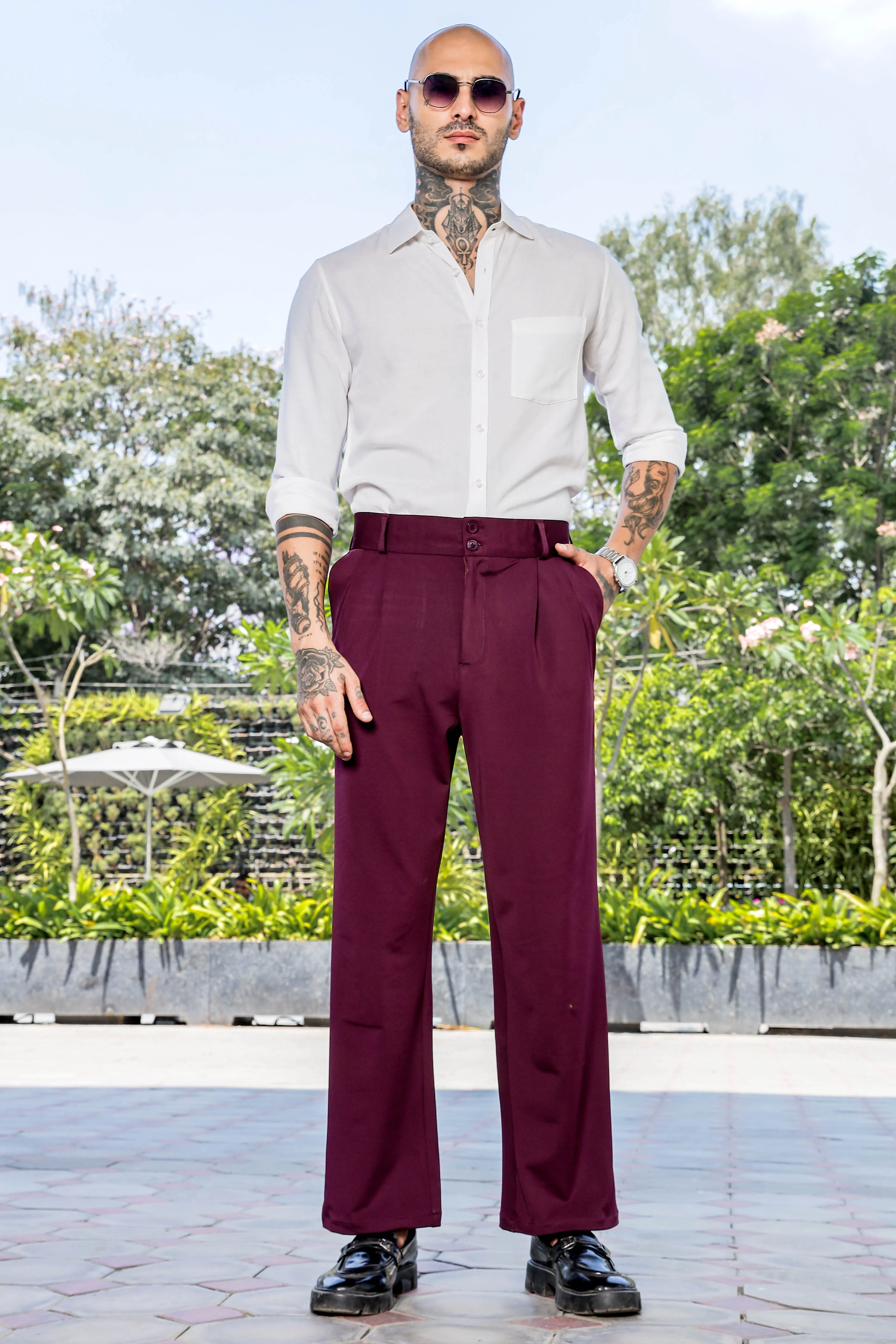 Men Wine Baggy Korean Trousers - Image 9