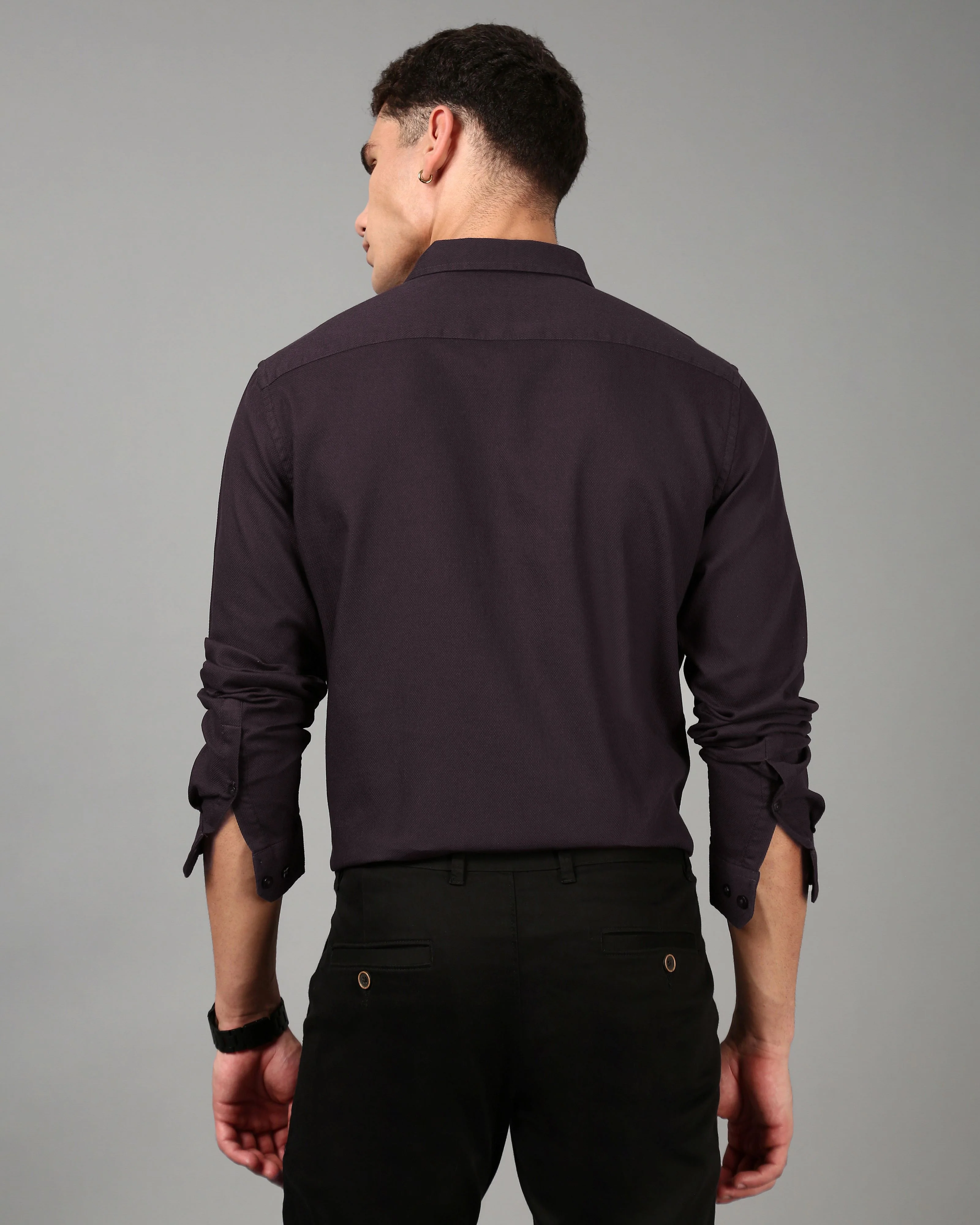 Men Wine Casual Shirt - Image 2