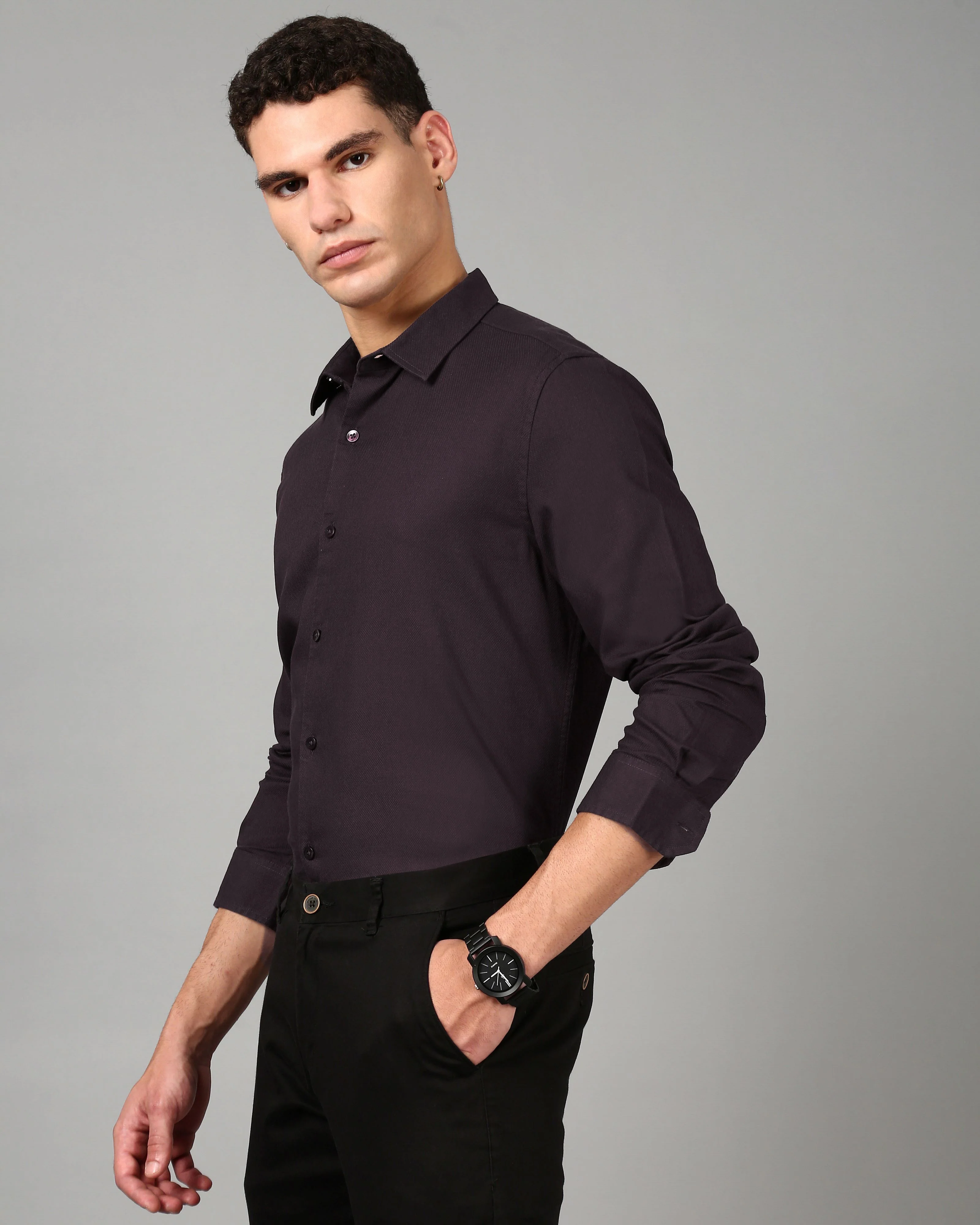 Men Wine Casual Shirt - Image 4