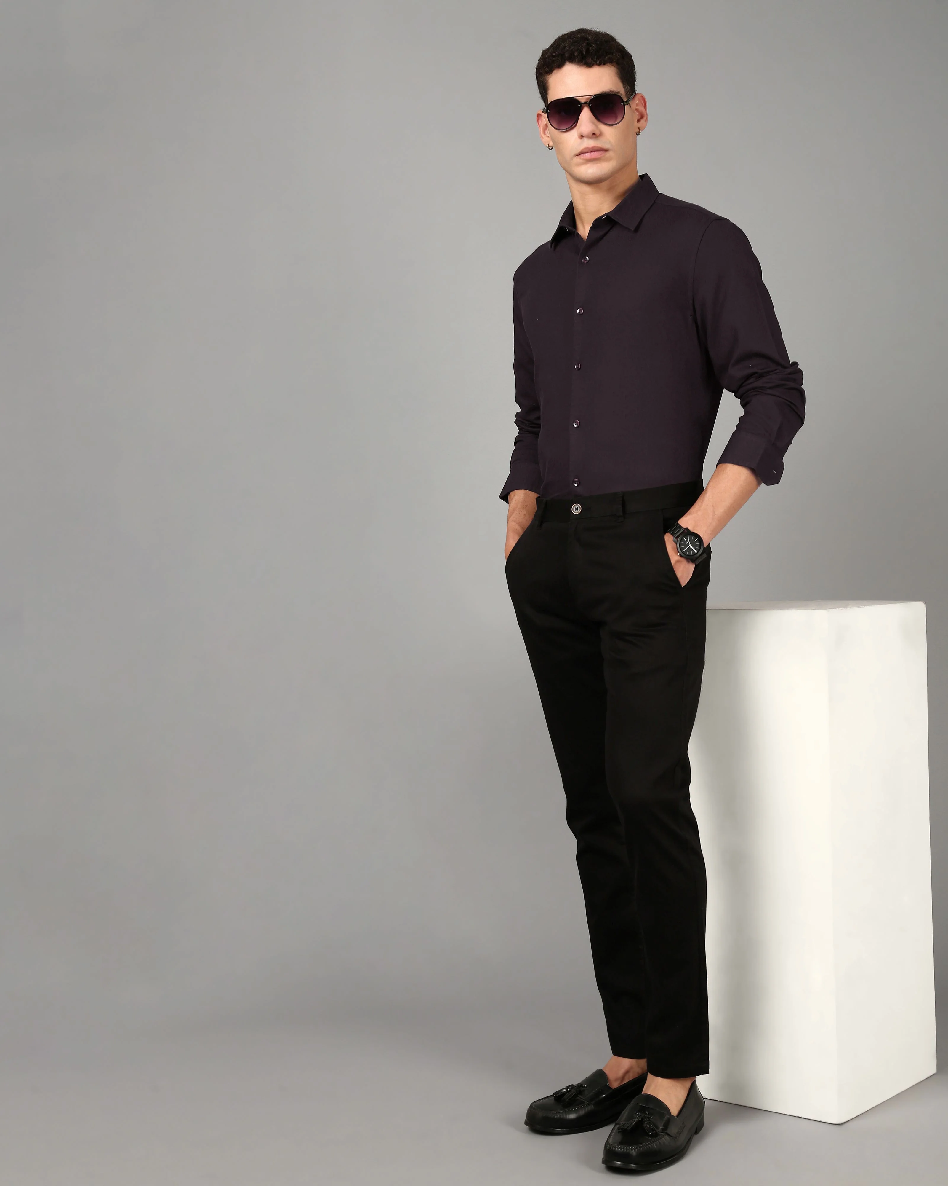 Men Wine Casual Shirt - Image 5