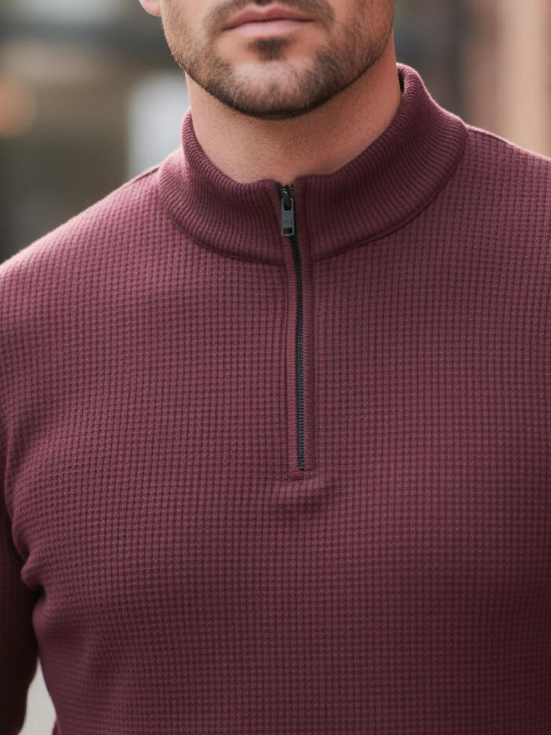 Men Wine Polo Neck T-Shirt - Image 3