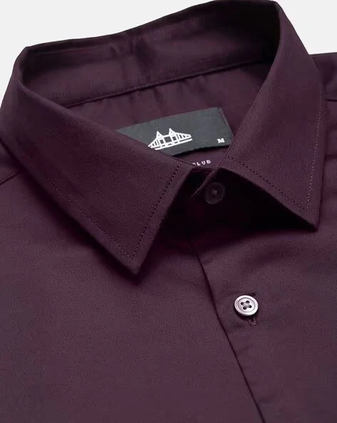 Men Wine Slim Fit Shirt - Image 6