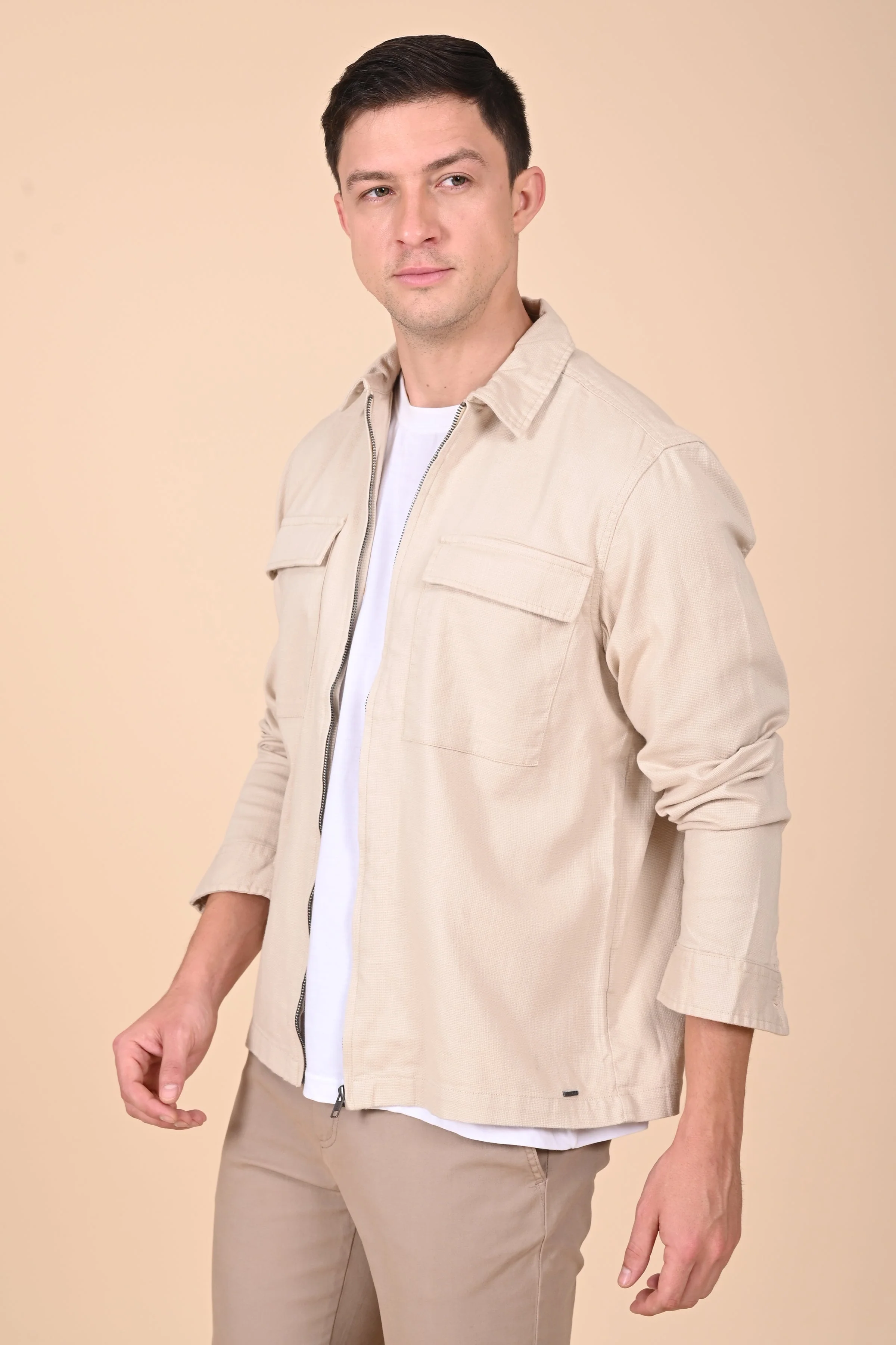 Men Winnie Zipper Jacket Beige Charm - Image 2