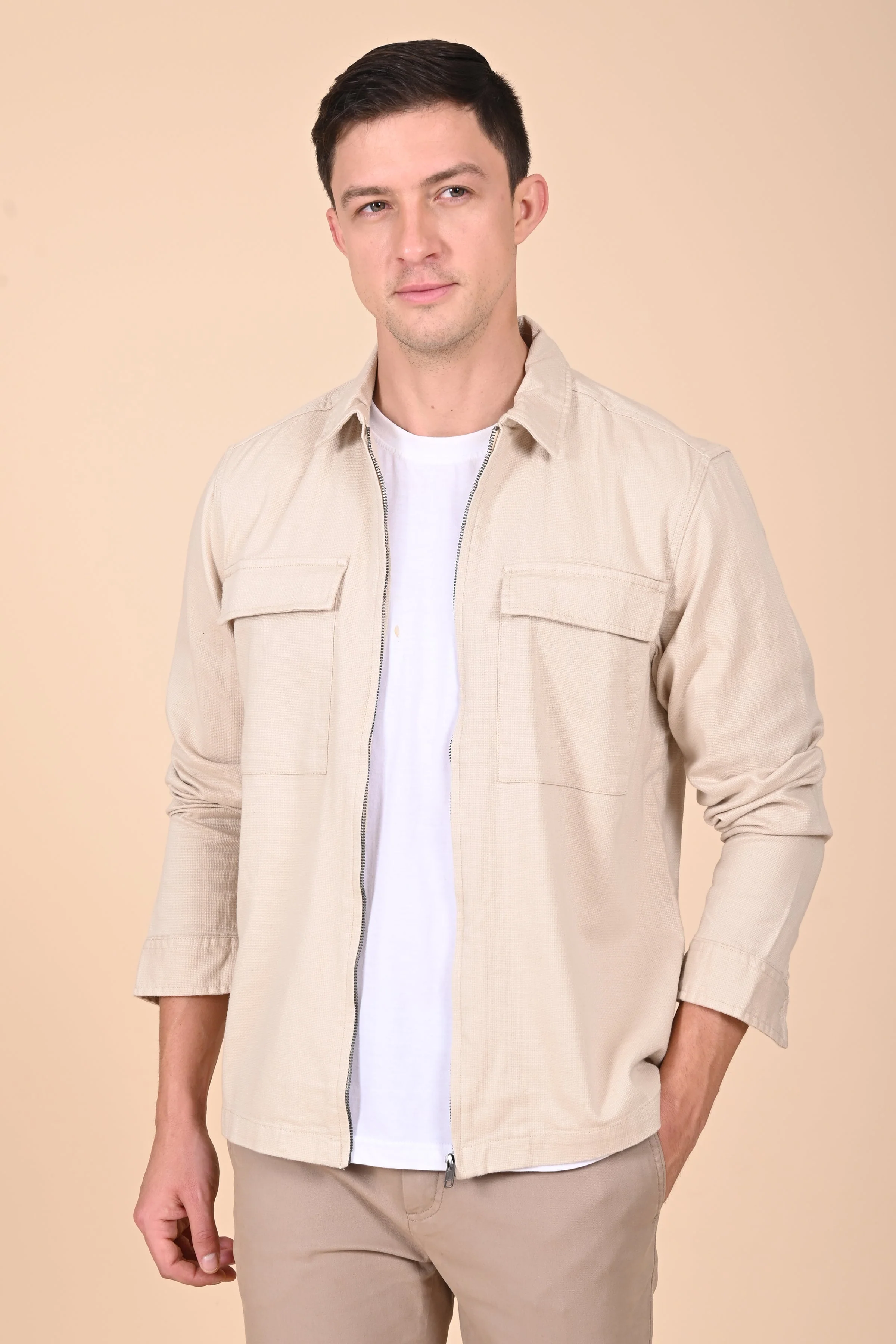 Men Winnie Zipper Jacket Beige Charm - Image 4