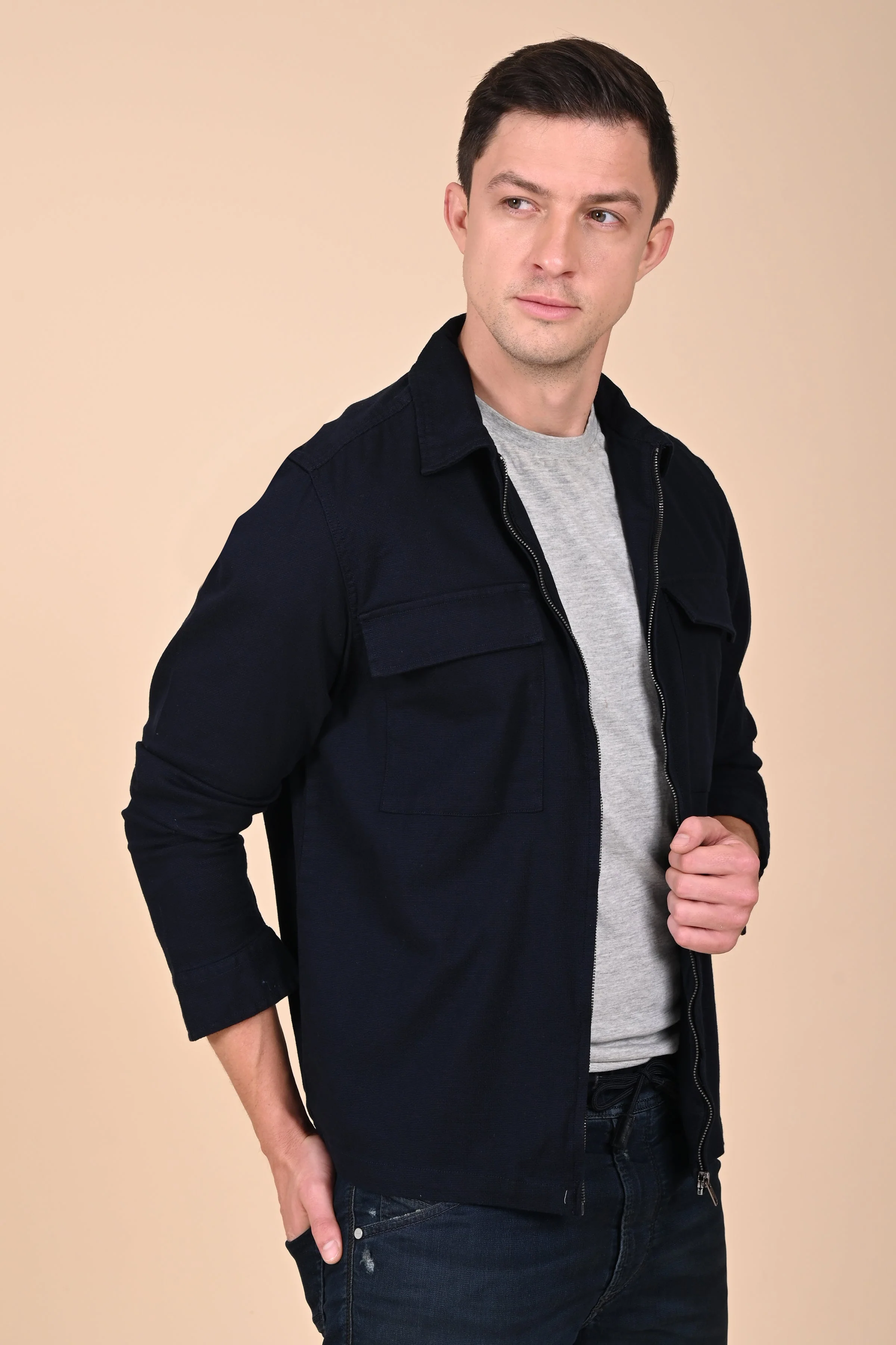 Men Winnie Zipper Jacket Navy Blue - Image 3