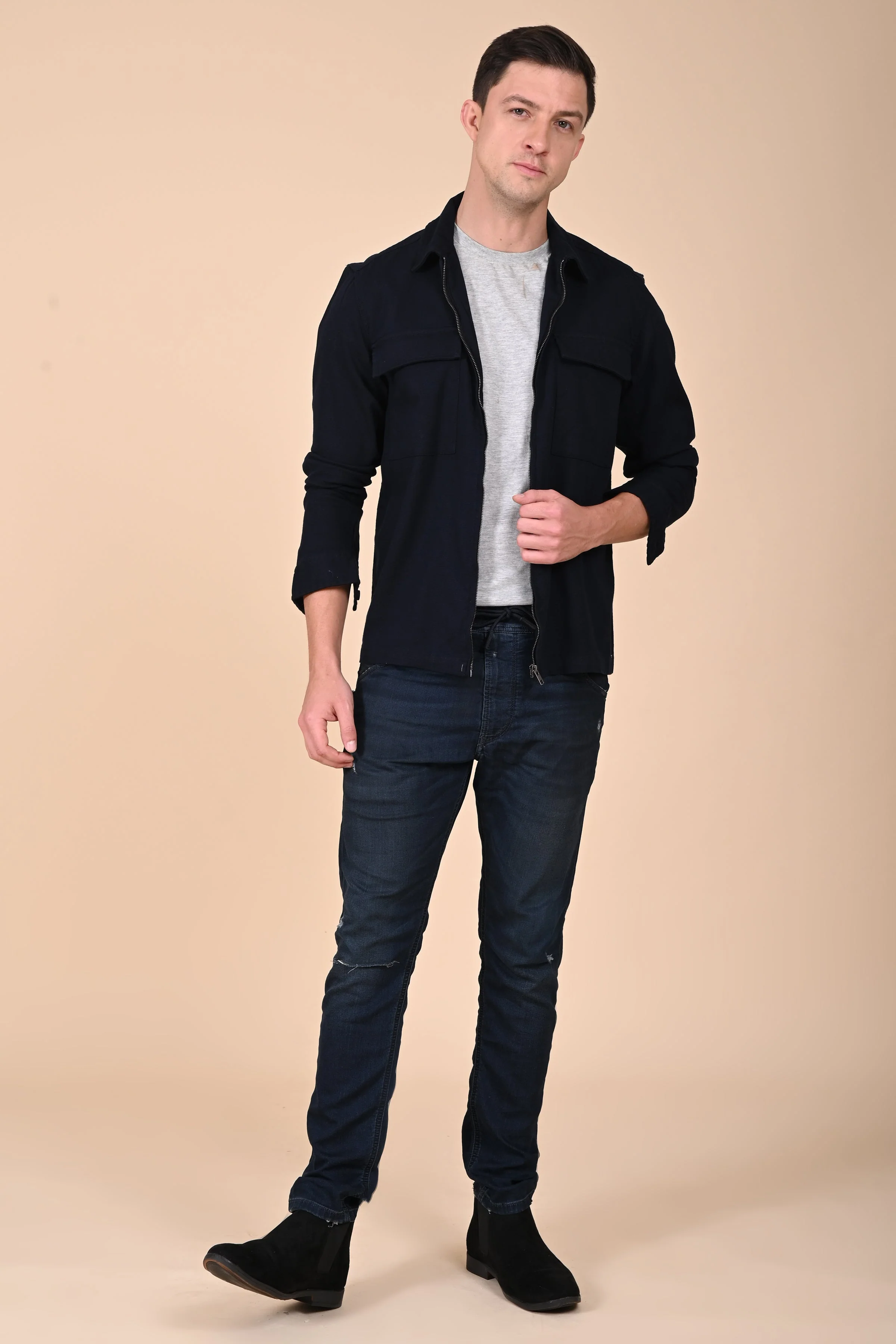 Men Winnie Zipper Jacket Navy Blue - Image 5