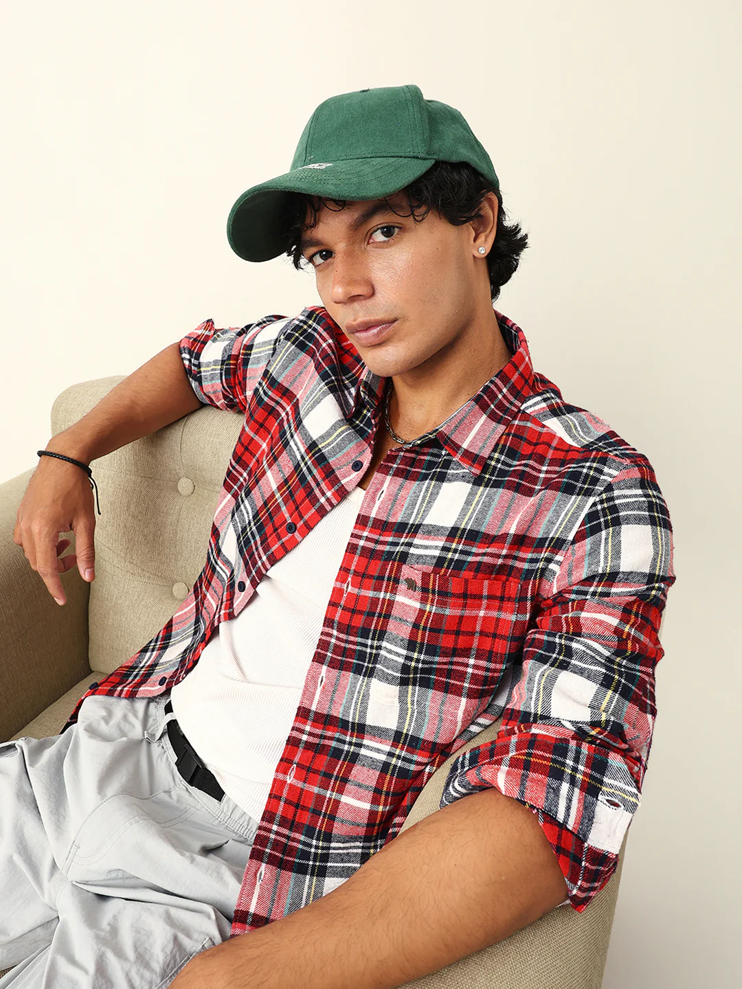 Men Woven Checked Casual Shirt - Image 2