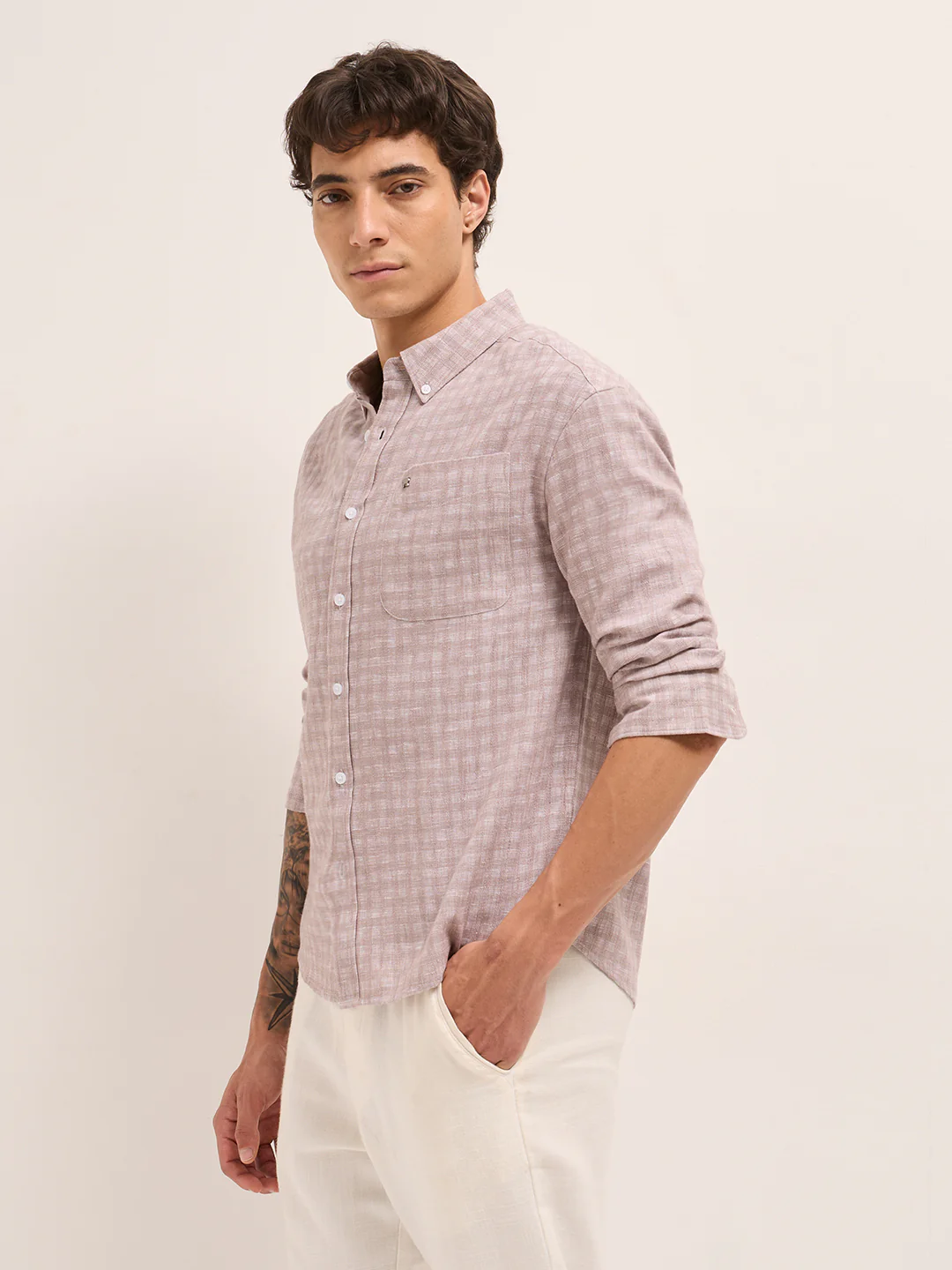 Men Woven Checked Casual Shirt - Image 3