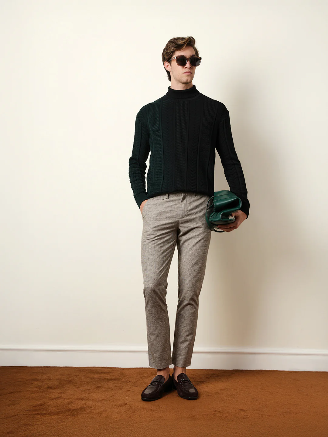 Men Woven Checked Formal Trouser - Image 2