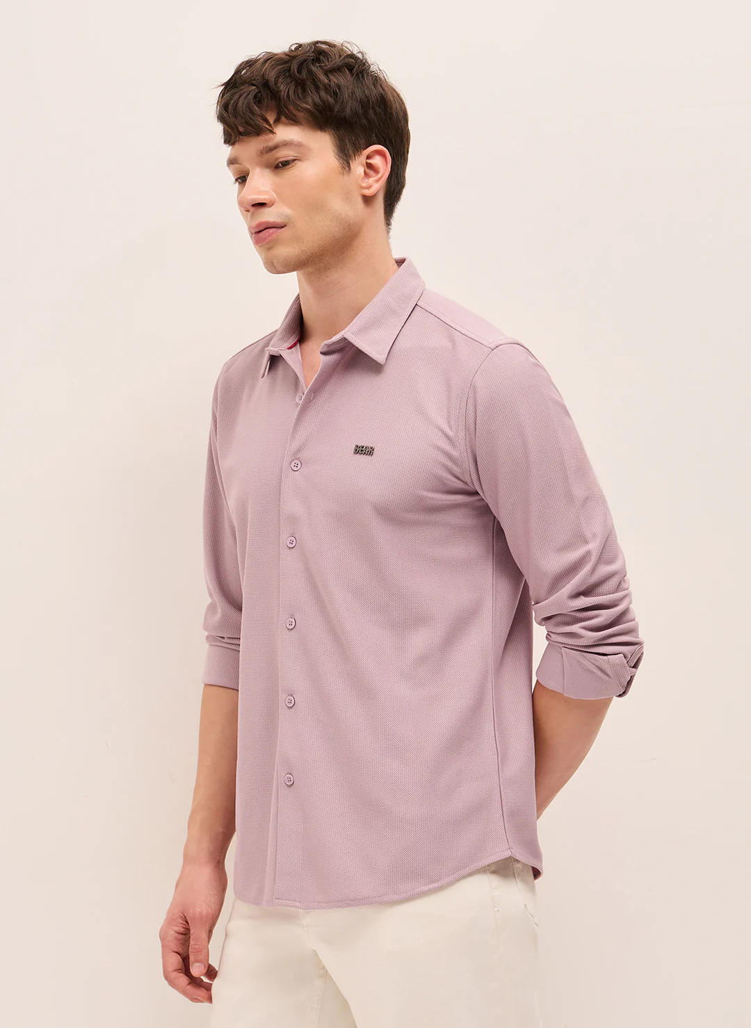 Men Woven Textured Casual Shirt - Image 3