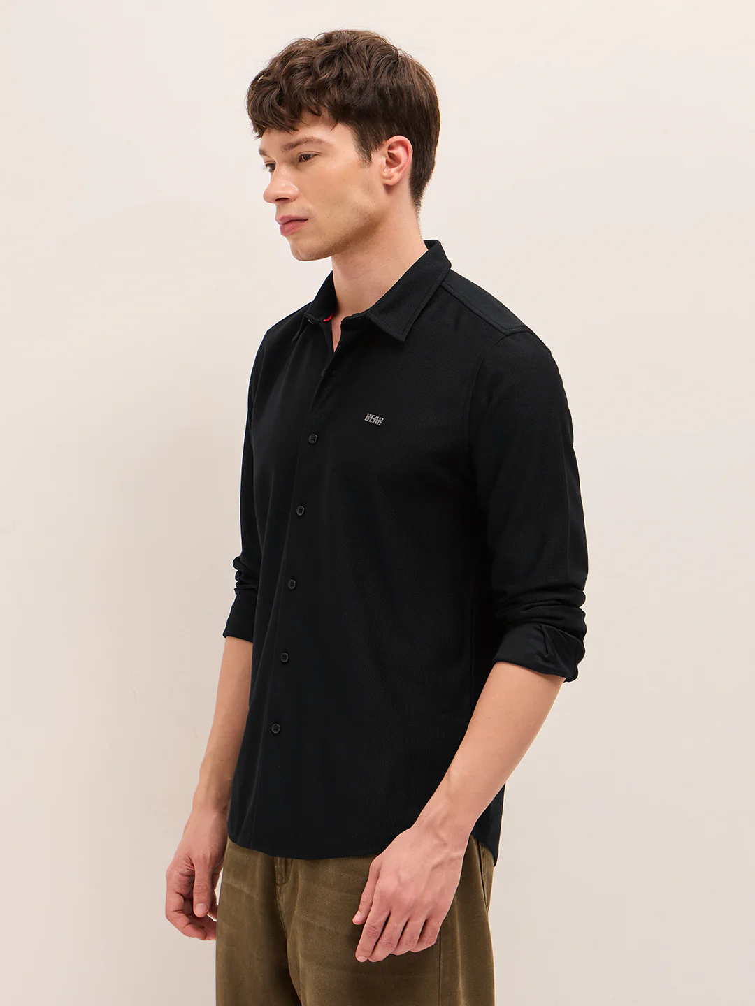 Men Woven Textured Casual Shirt - Image 3