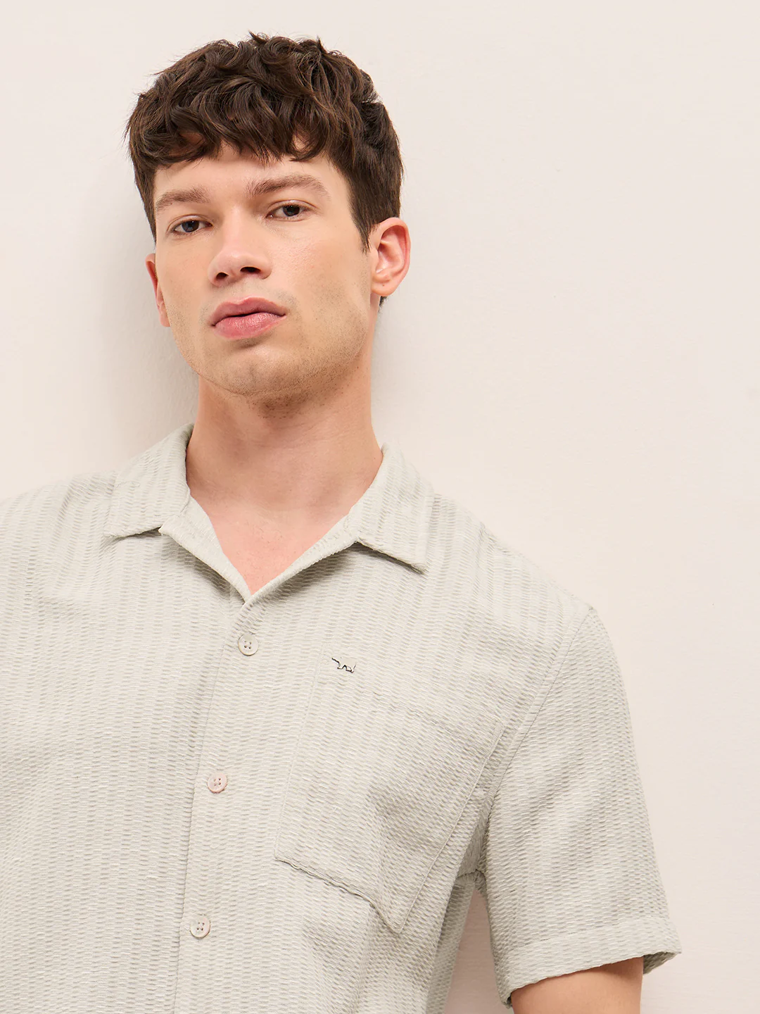 Men Woven Textured Casual Shirt - Image 5