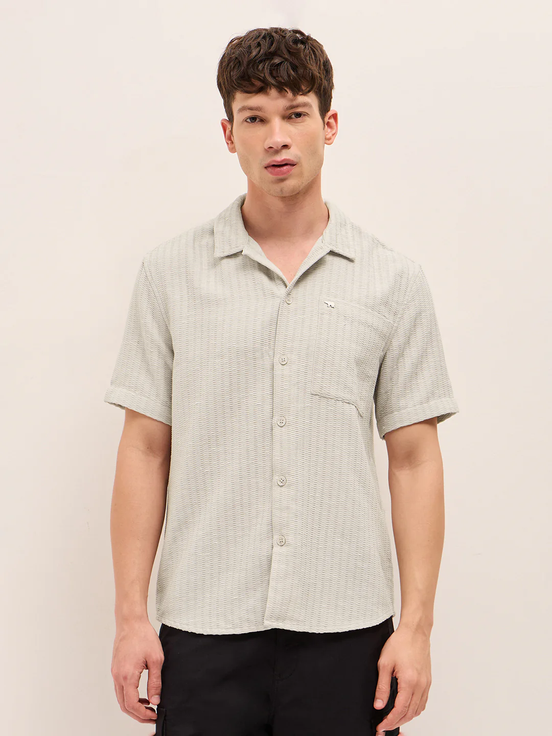 Men Woven Textured Casual Shirt - Image 6
