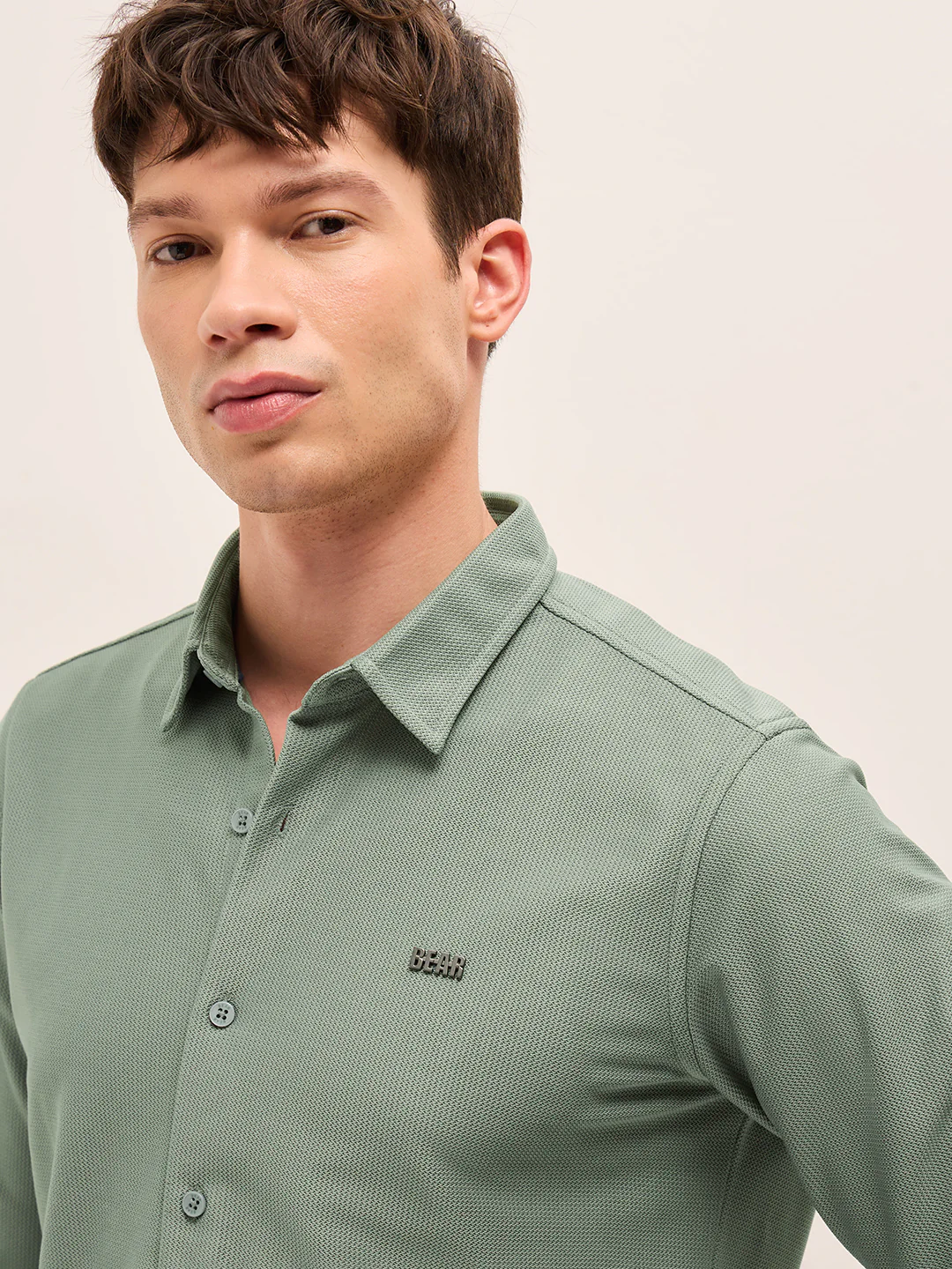 Men Woven Textured Casual Shirt - Image 5