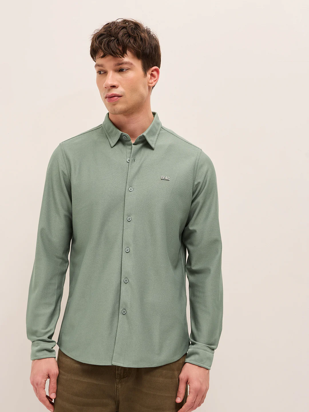 Men Woven Textured Casual Shirt - Image 6