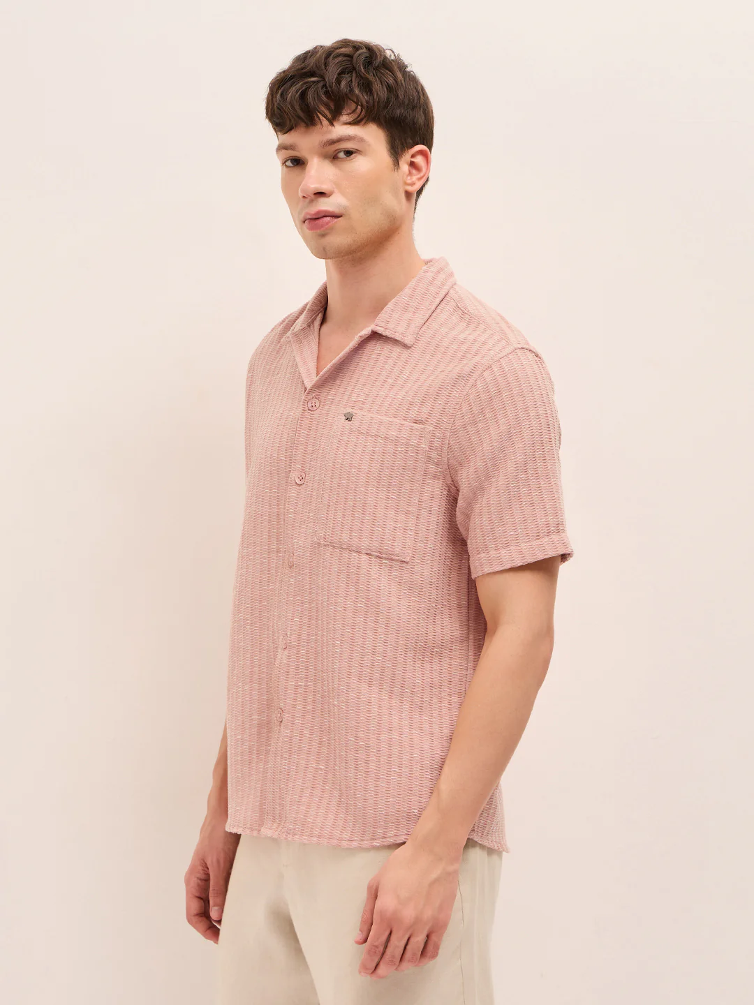 Men Woven Textured Casual Shirt - Image 3