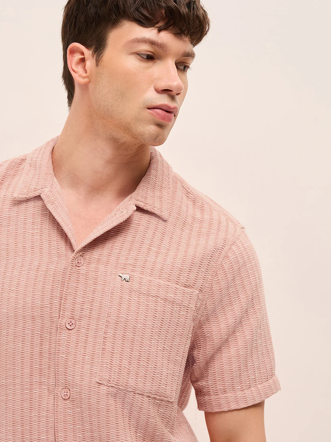 Men Woven Textured Casual Shirt - Image 5