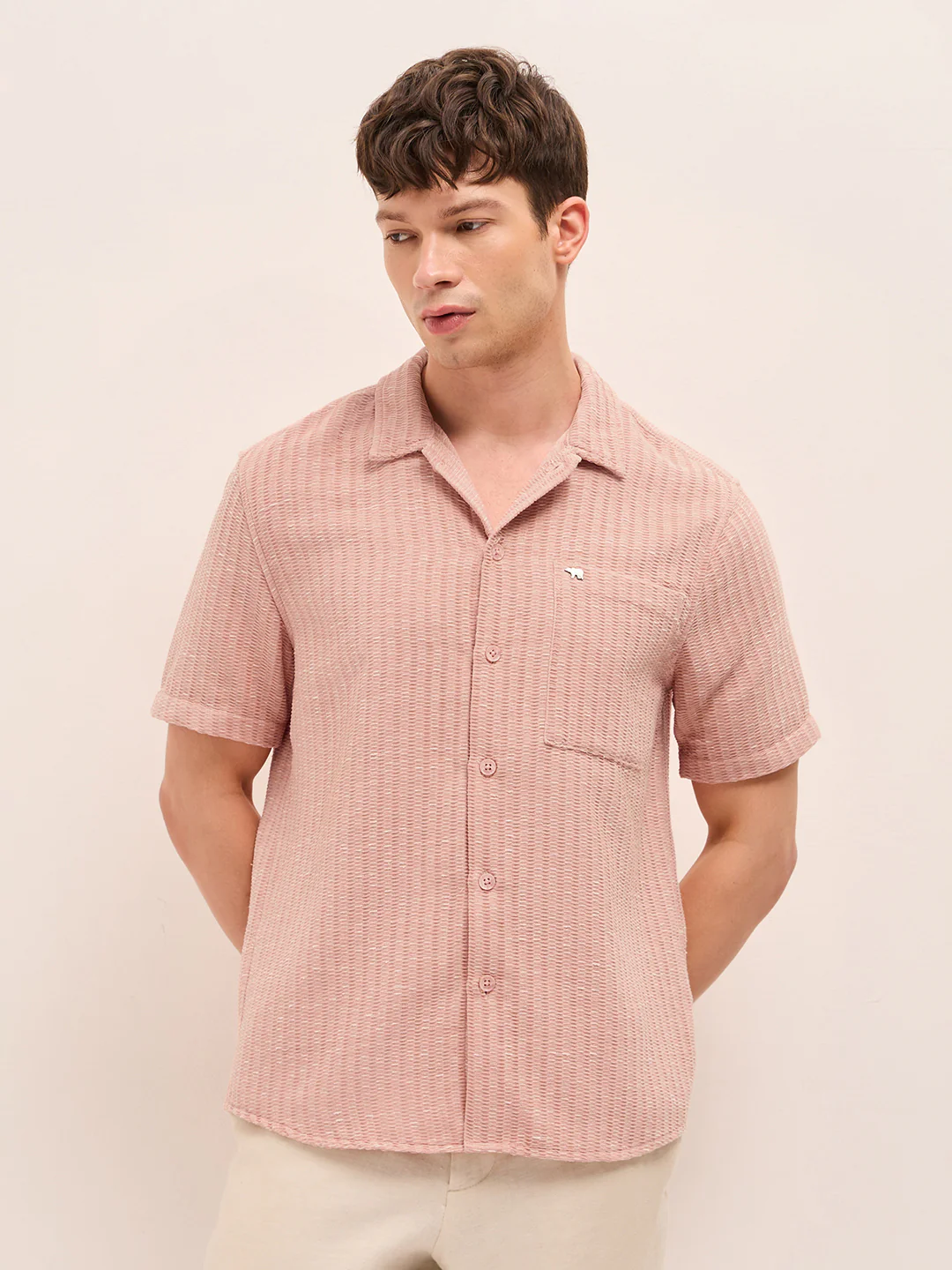 Men Woven Textured Casual Shirt - Image 6