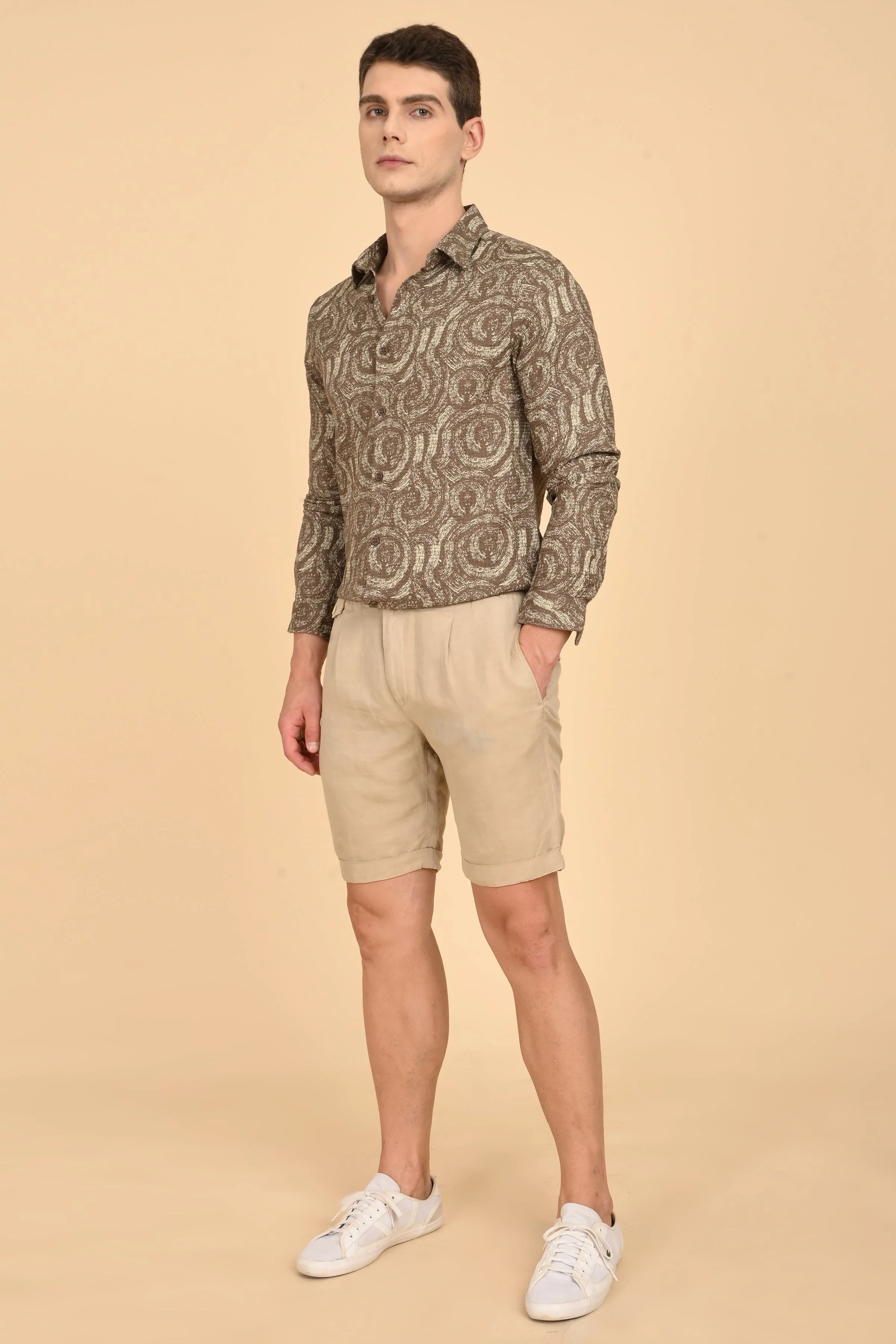 Men Yancy Dobby Printed Shirt Olive - Image 5