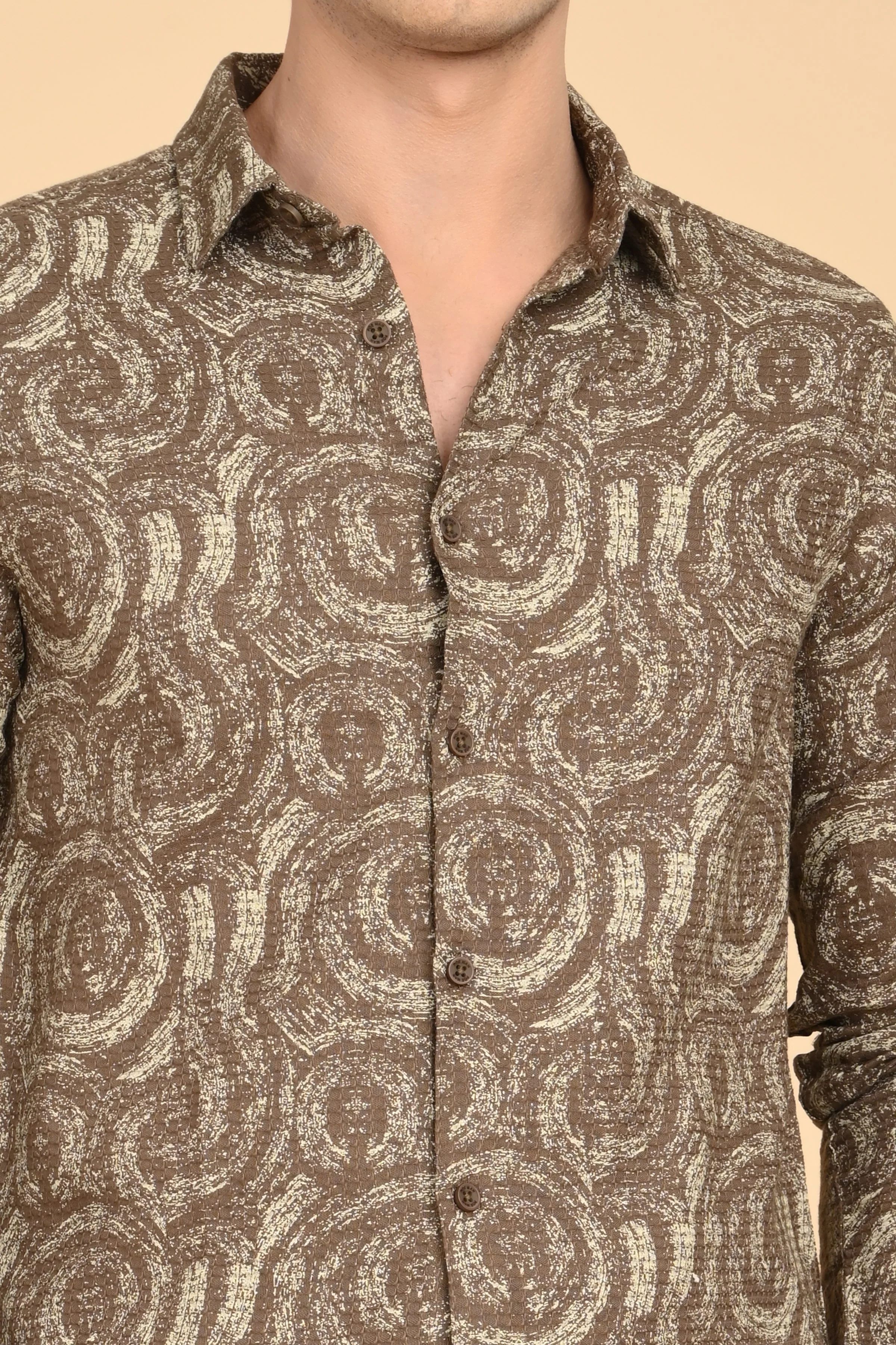 Men Yancy Dobby Printed Shirt Olive - Image 6