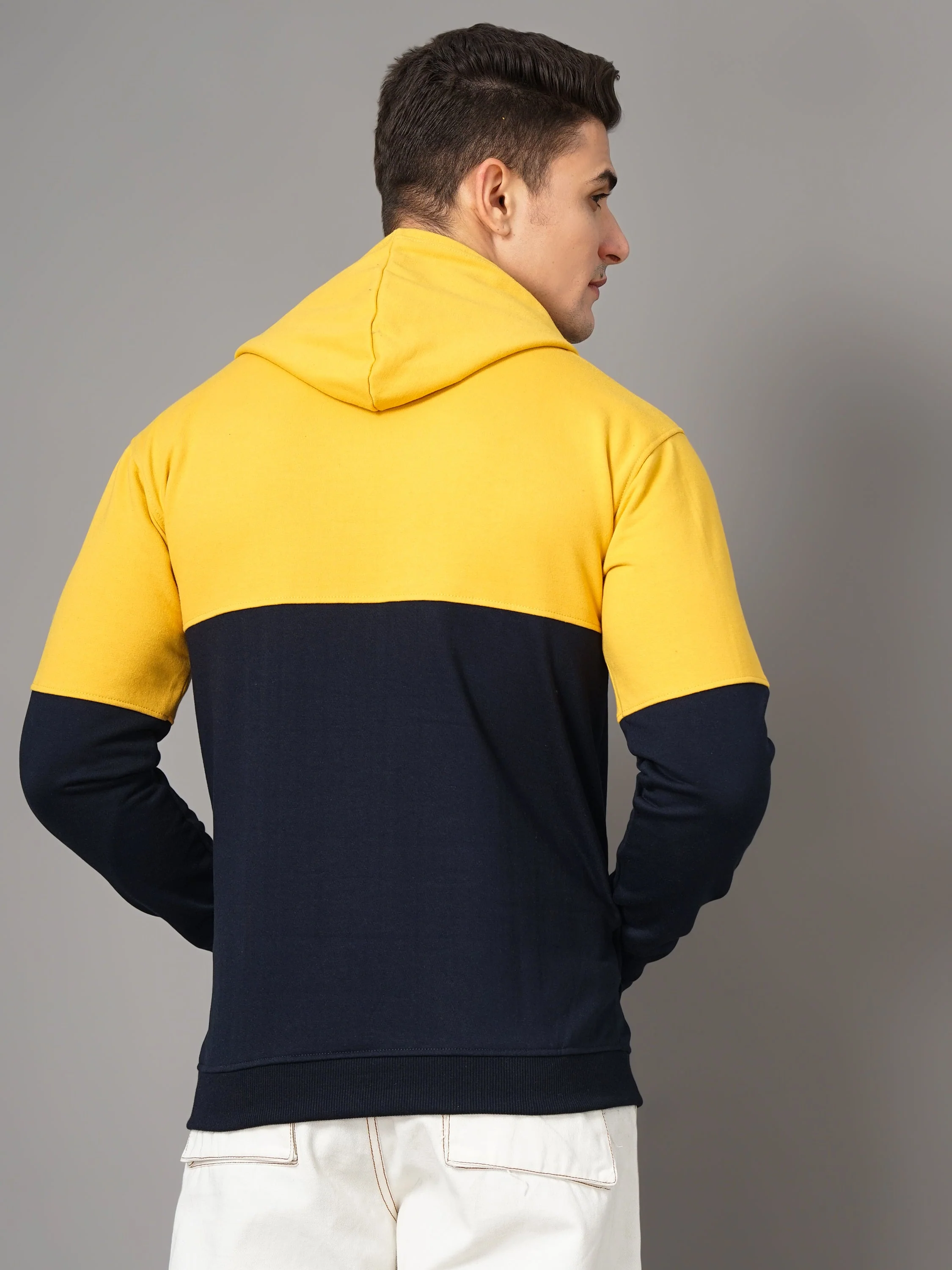 Men Yellow and Navy Meld Hoodie - Image 3