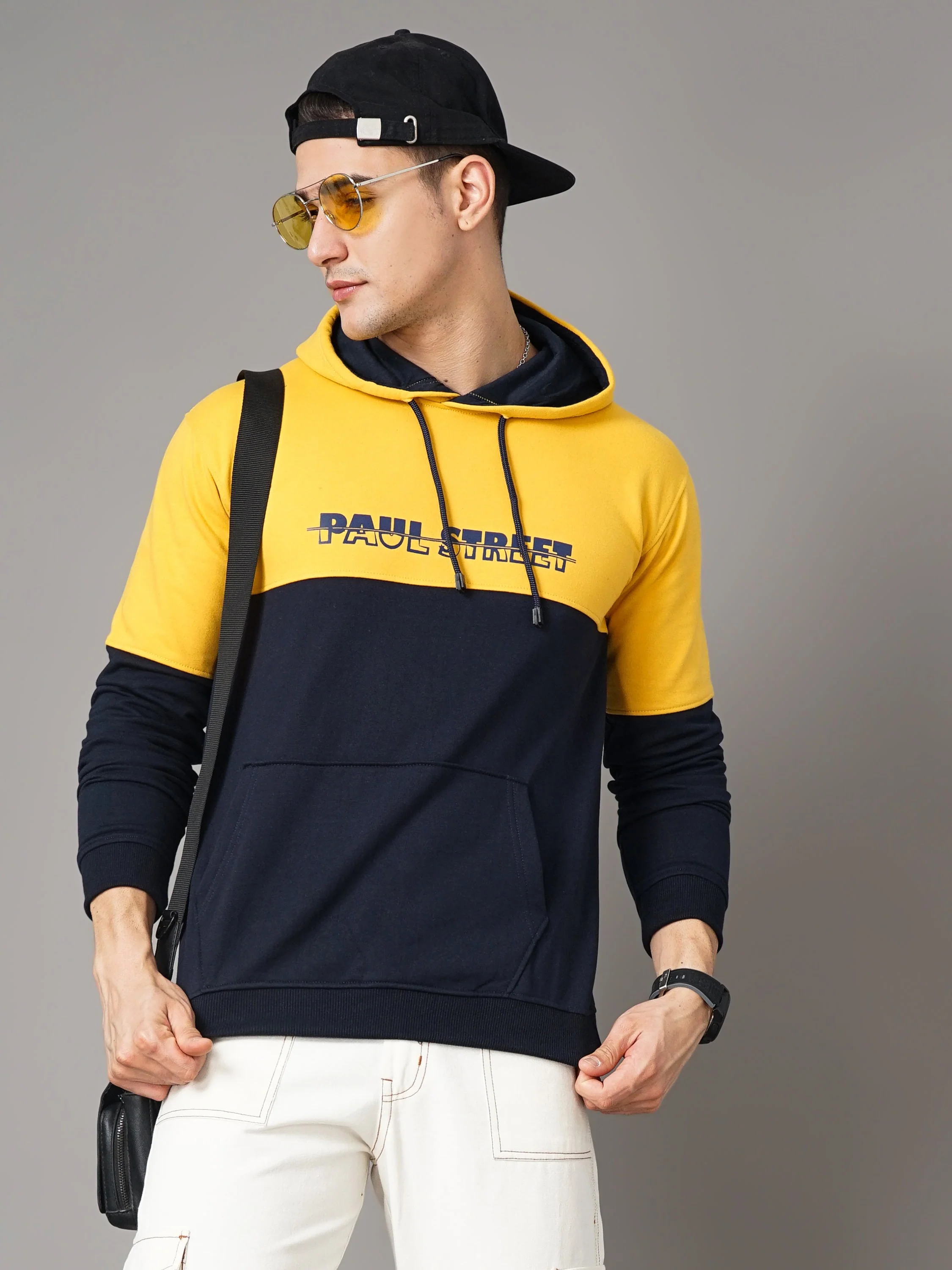 Men Yellow and Navy Meld Hoodie - Image 4