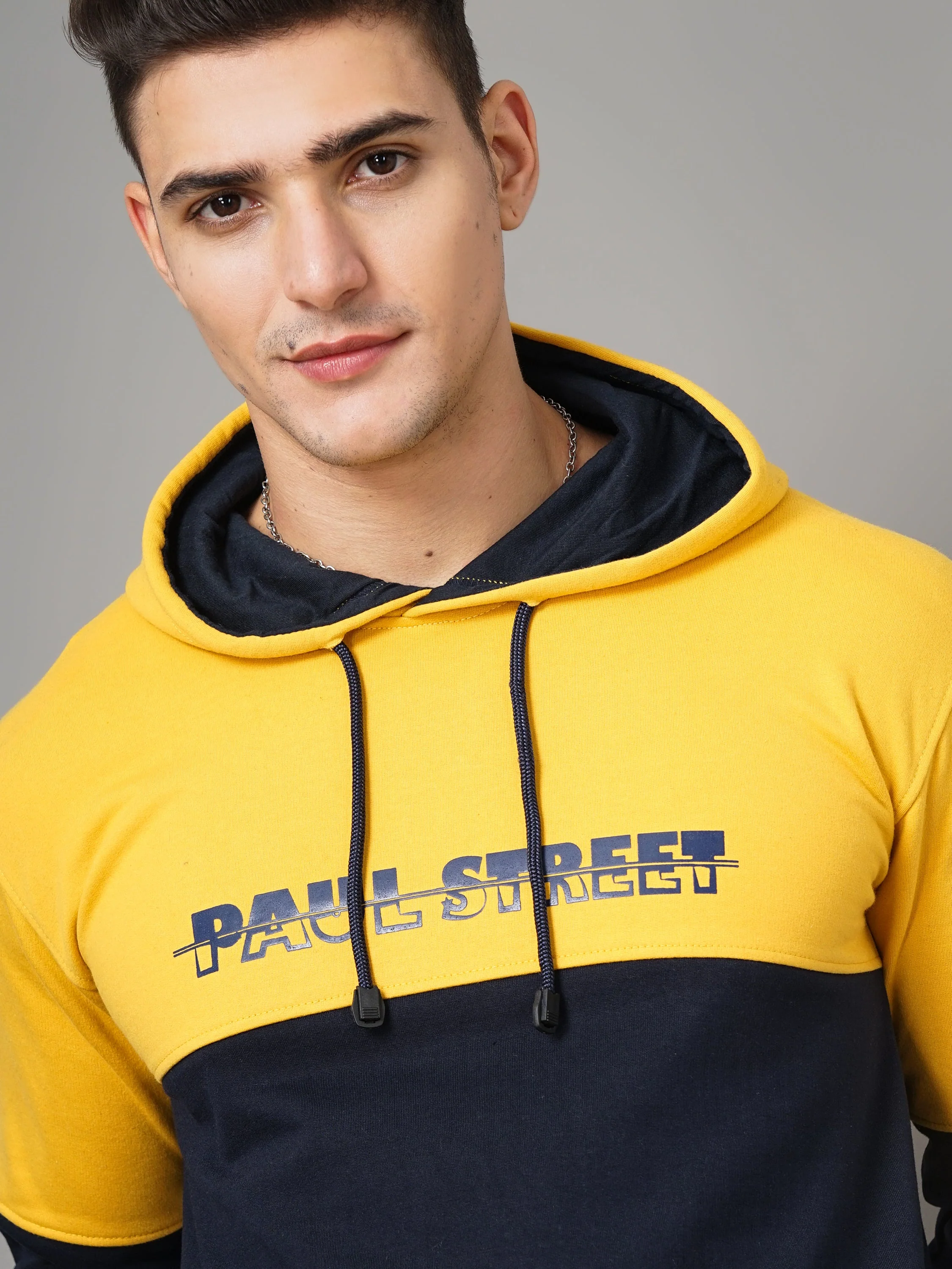 Men Yellow and Navy Meld Hoodie - Image 5