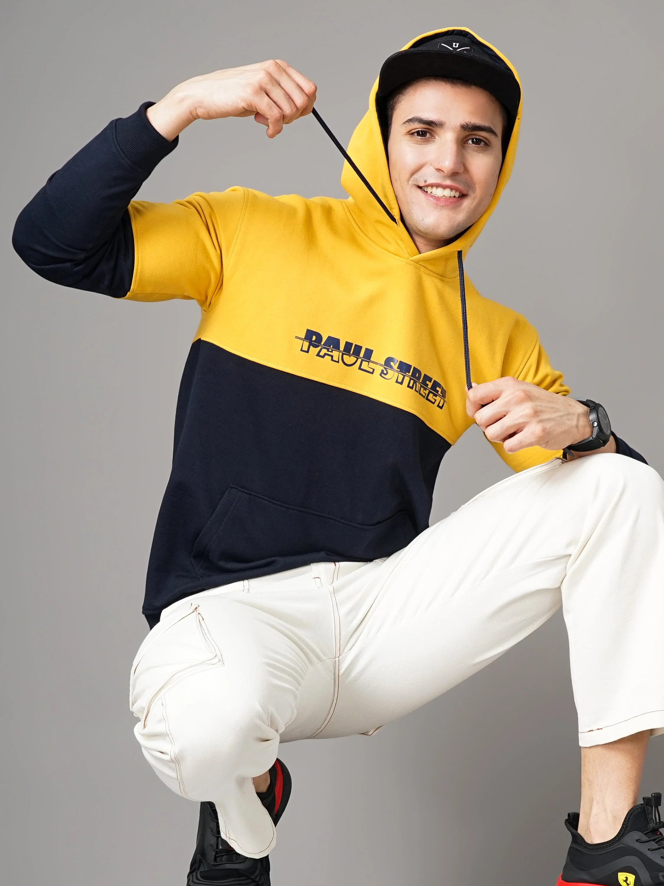 Men Yellow and Navy Meld Hoodie - Image 6