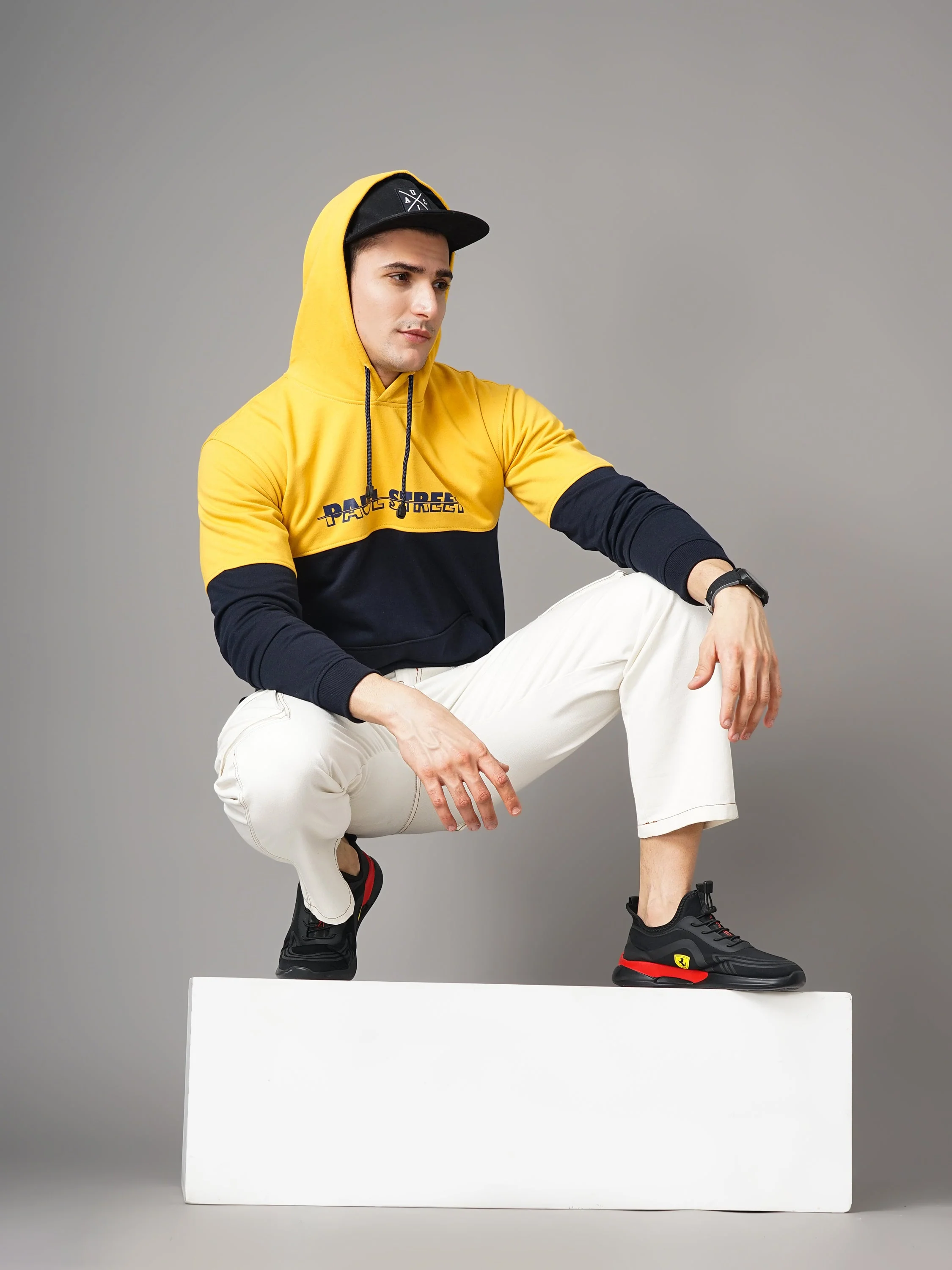 Men Yellow and Navy Meld Hoodie - Image 7
