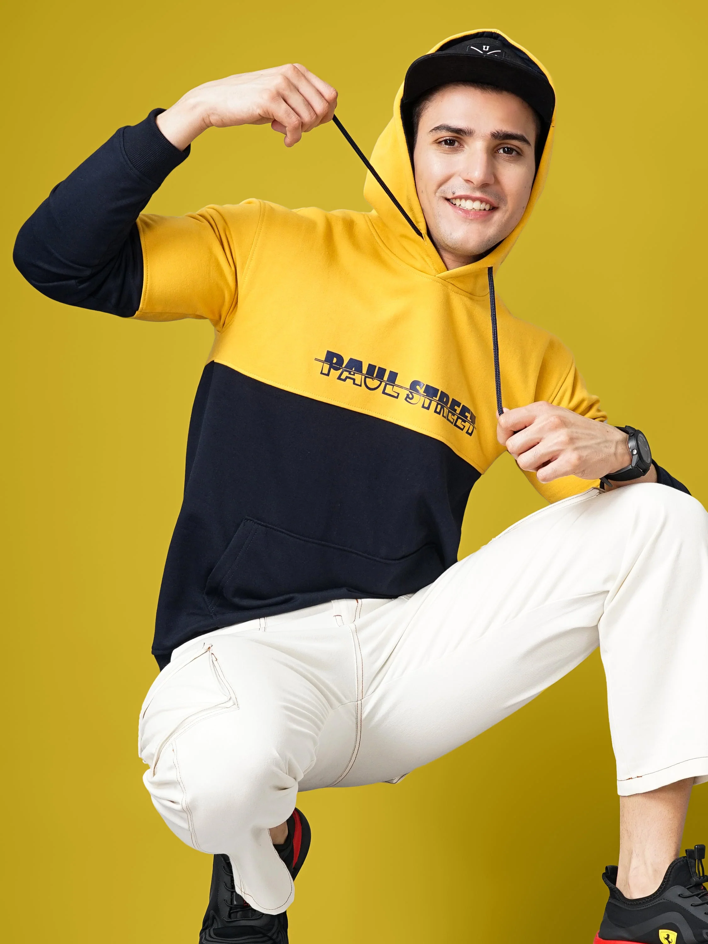 Men Yellow and Navy Meld Hoodie - Image 8