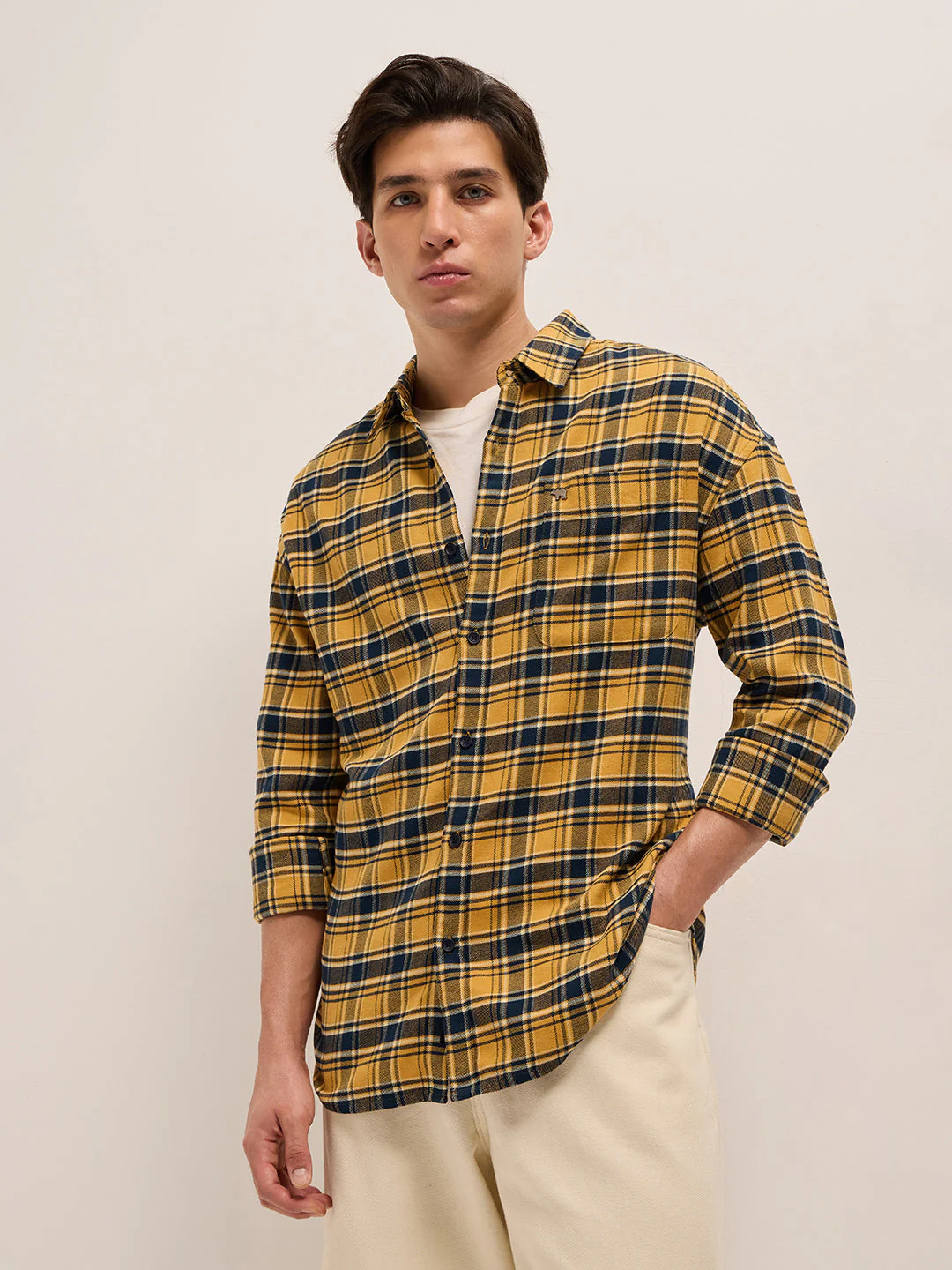 Men Yellow Casual Shirt
