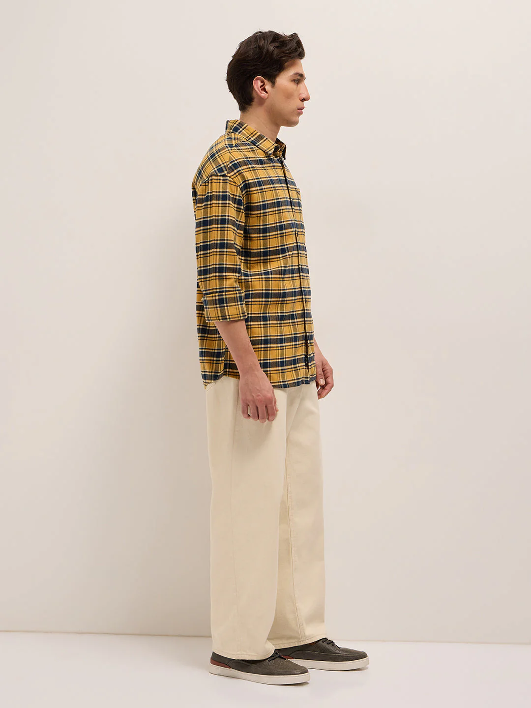 Men Yellow Casual Shirt - Image 3