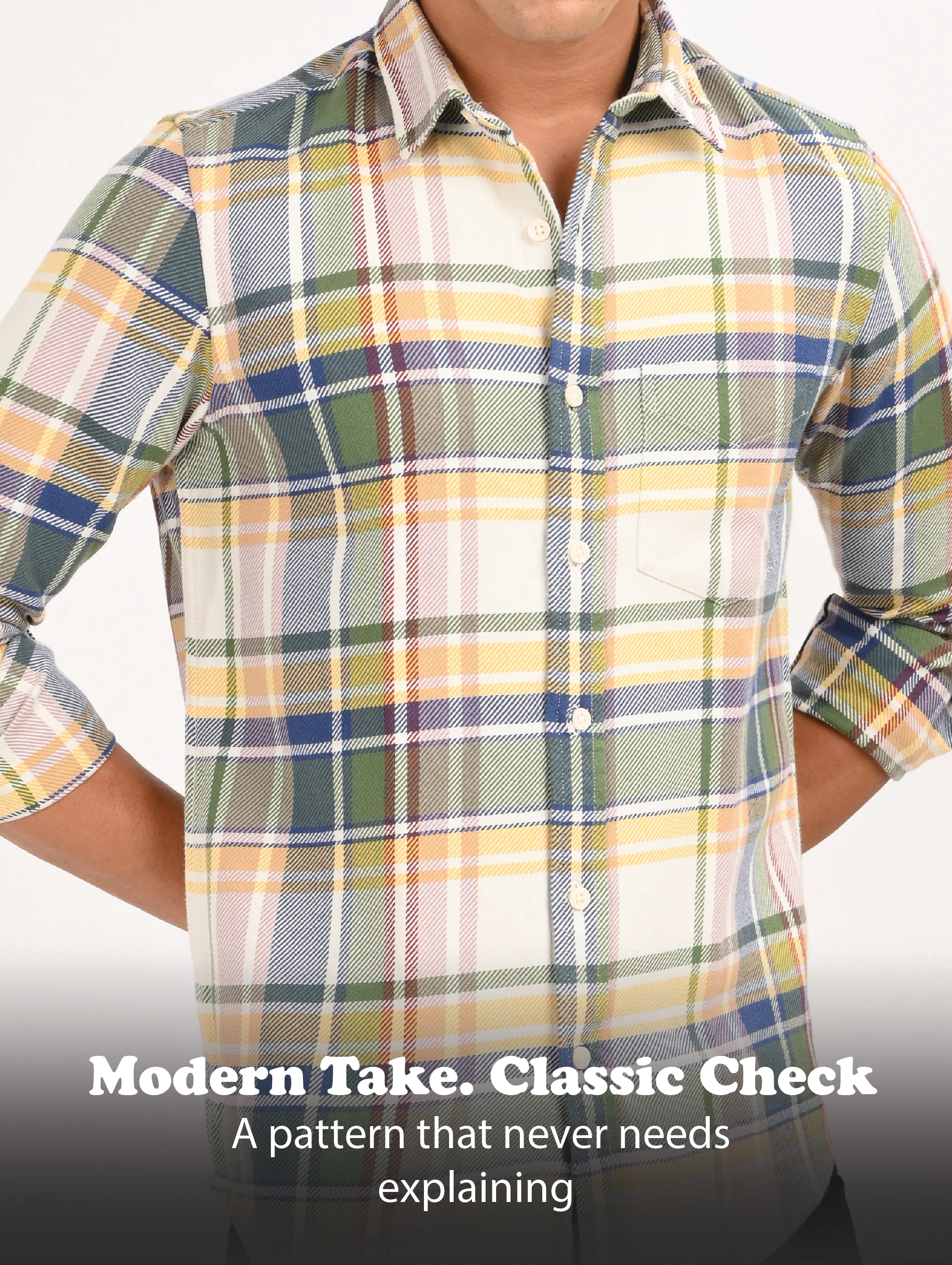 Men Yellow Classic Checked Shirt - Image 13