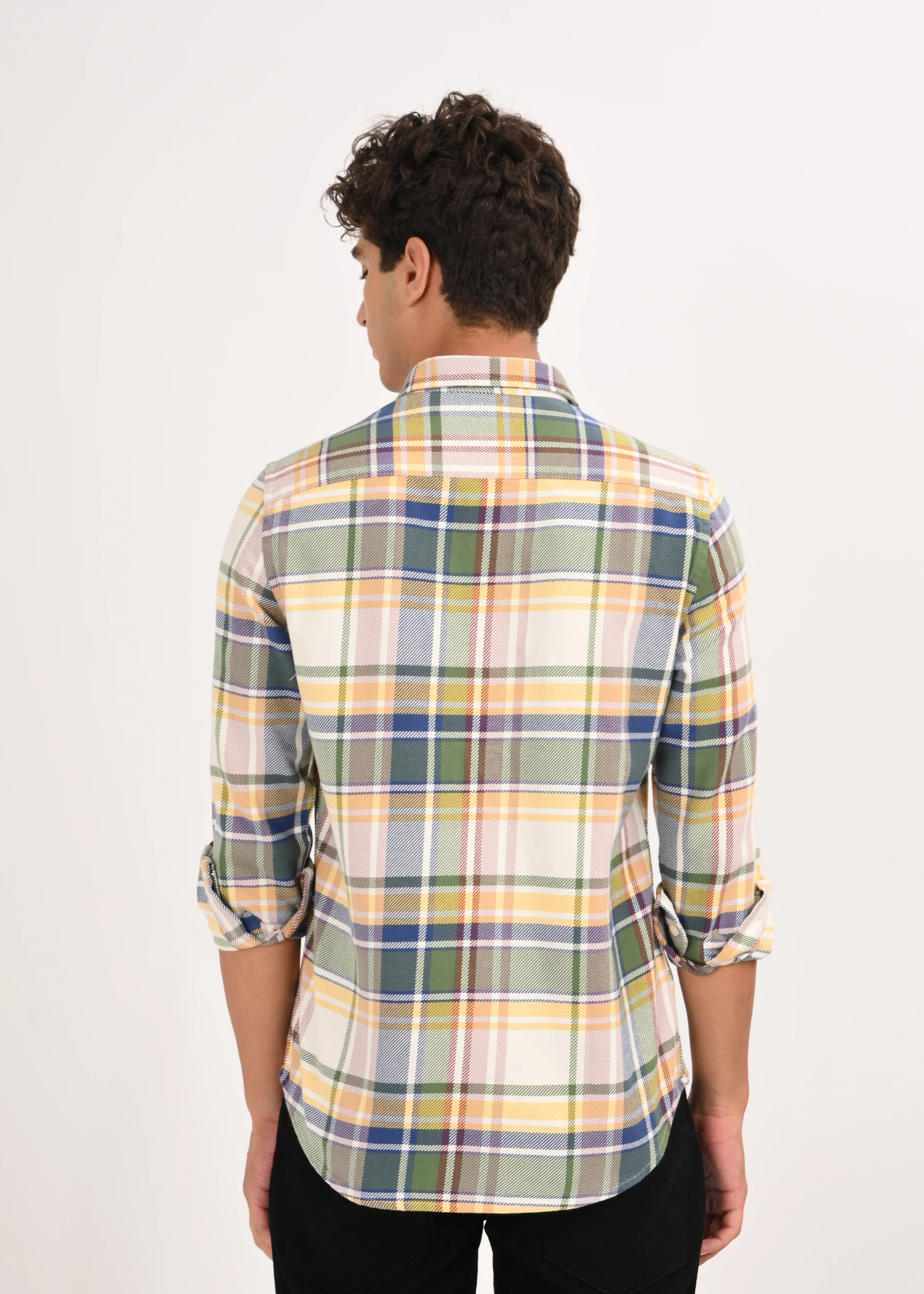 Men Yellow Classic Checked Shirt - Image 2