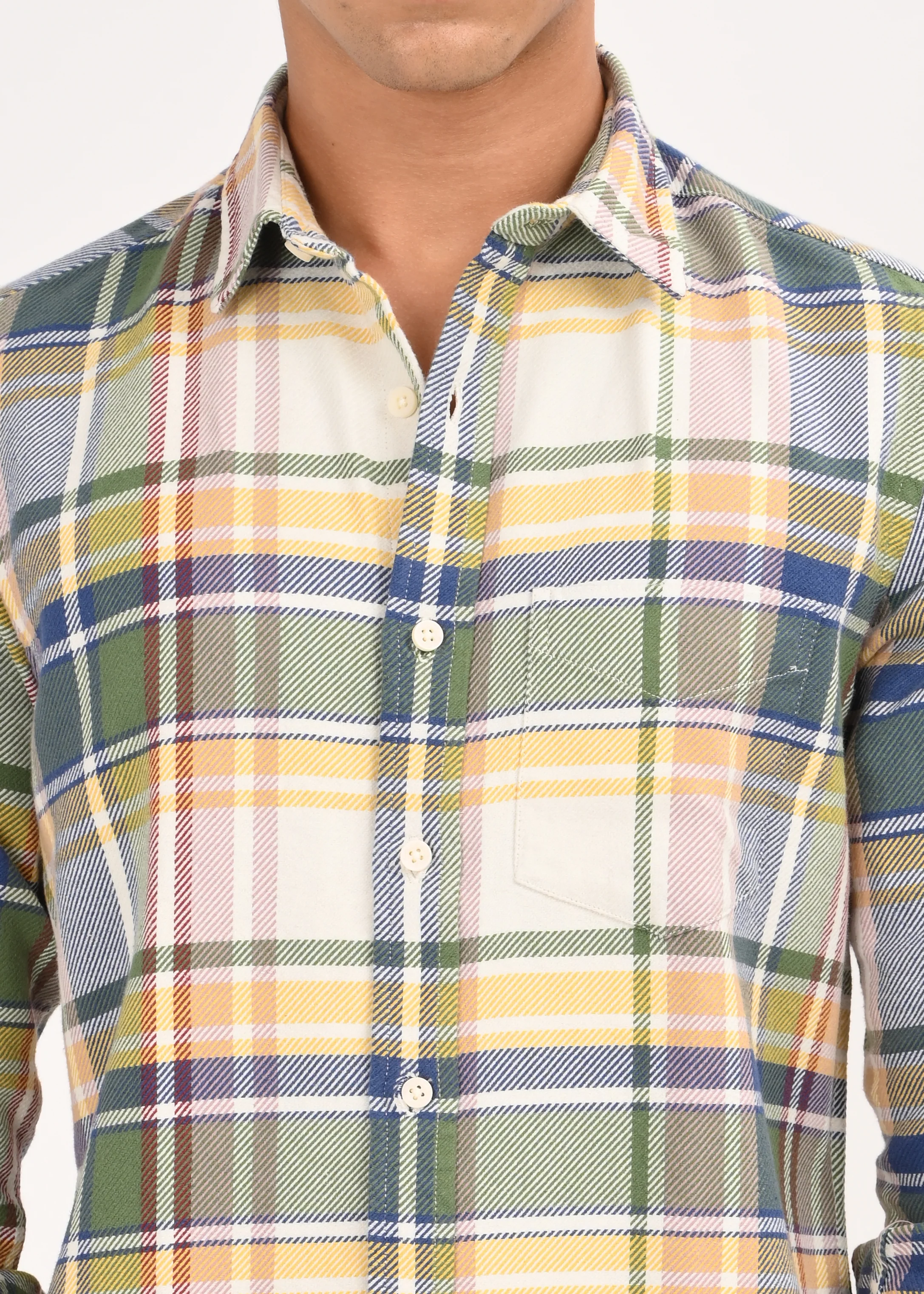 Men Yellow Classic Checked Shirt - Image 4