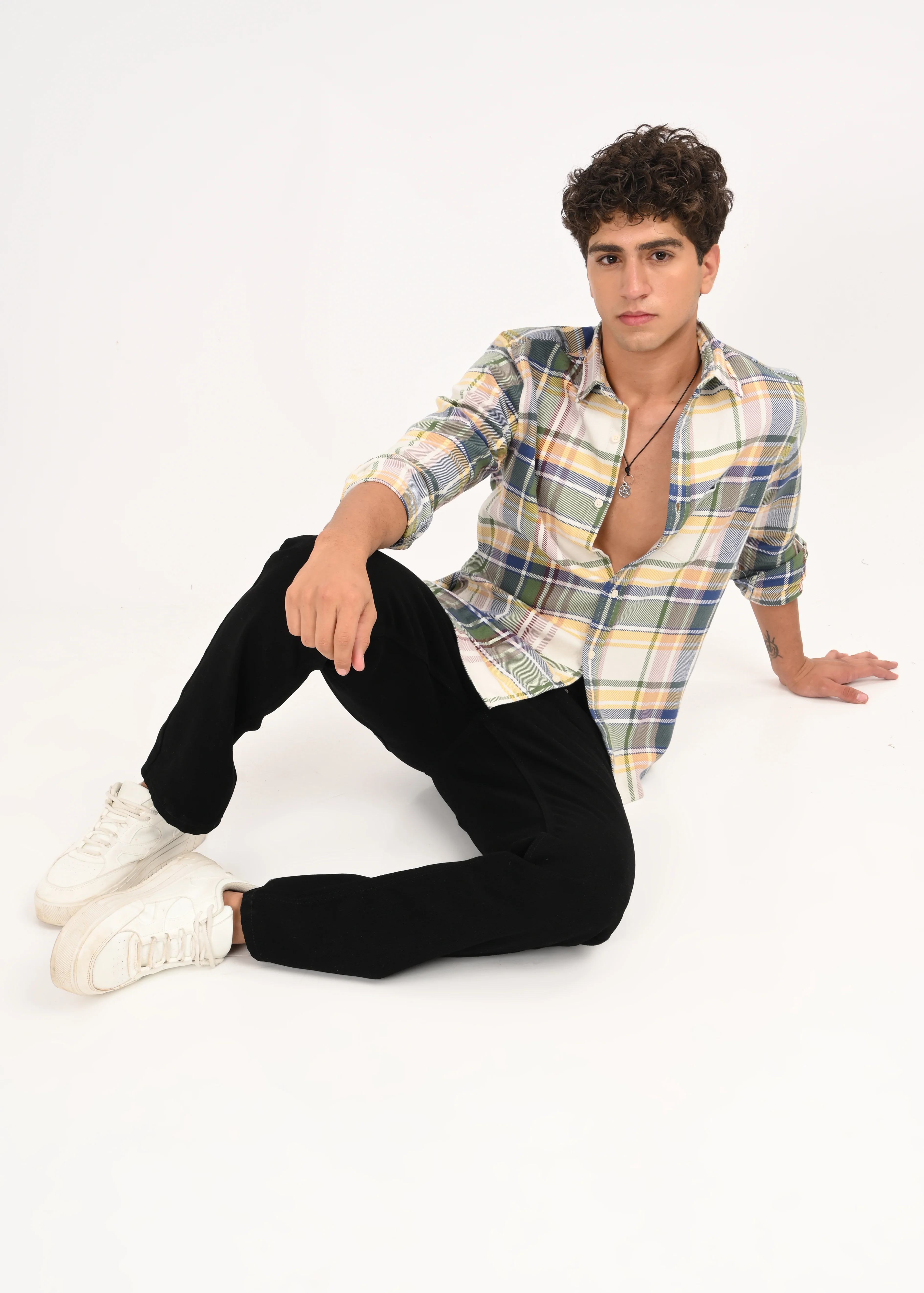 Men Yellow Classic Checked Shirt - Image 7