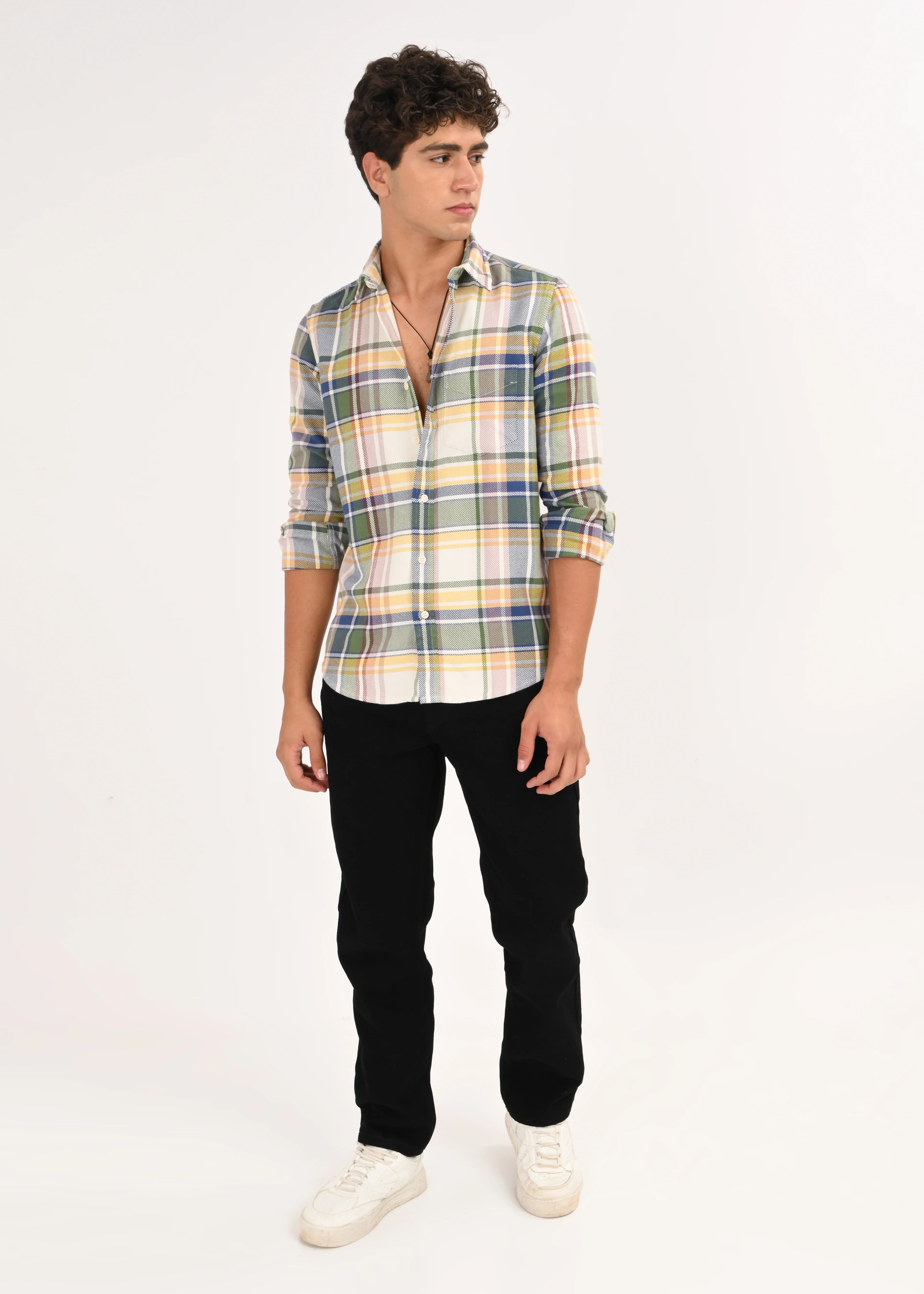 Men Yellow Classic Checked Shirt - Image 8