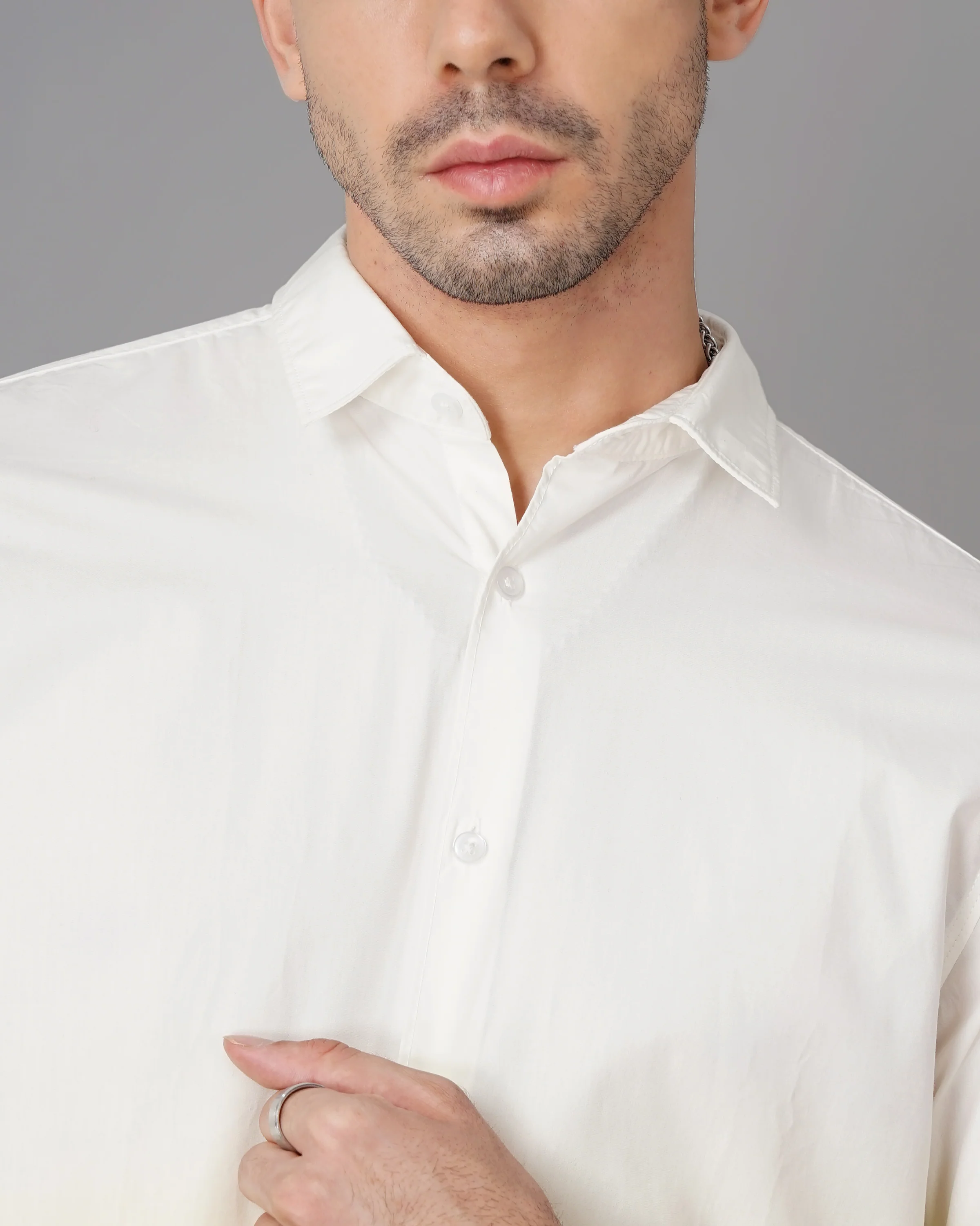 Men Yellow Cotton Slim Shirt - Image 3