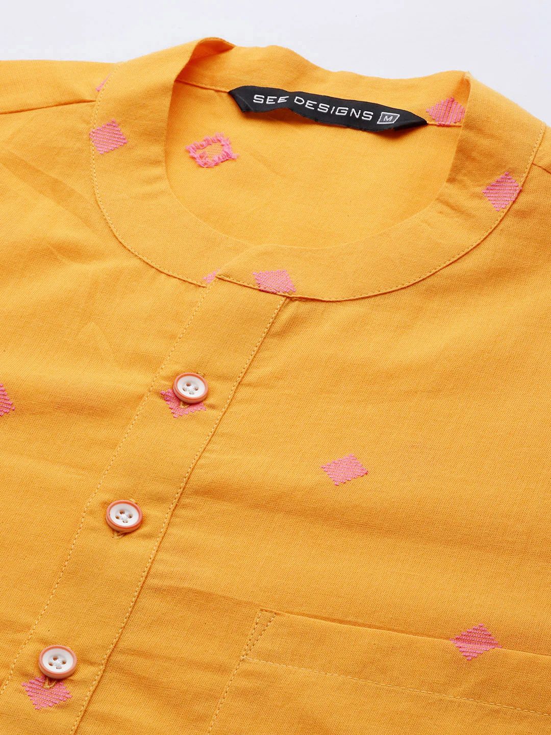 Men Yellow & Maroon  Woven Design Straight Kurta - Image 3