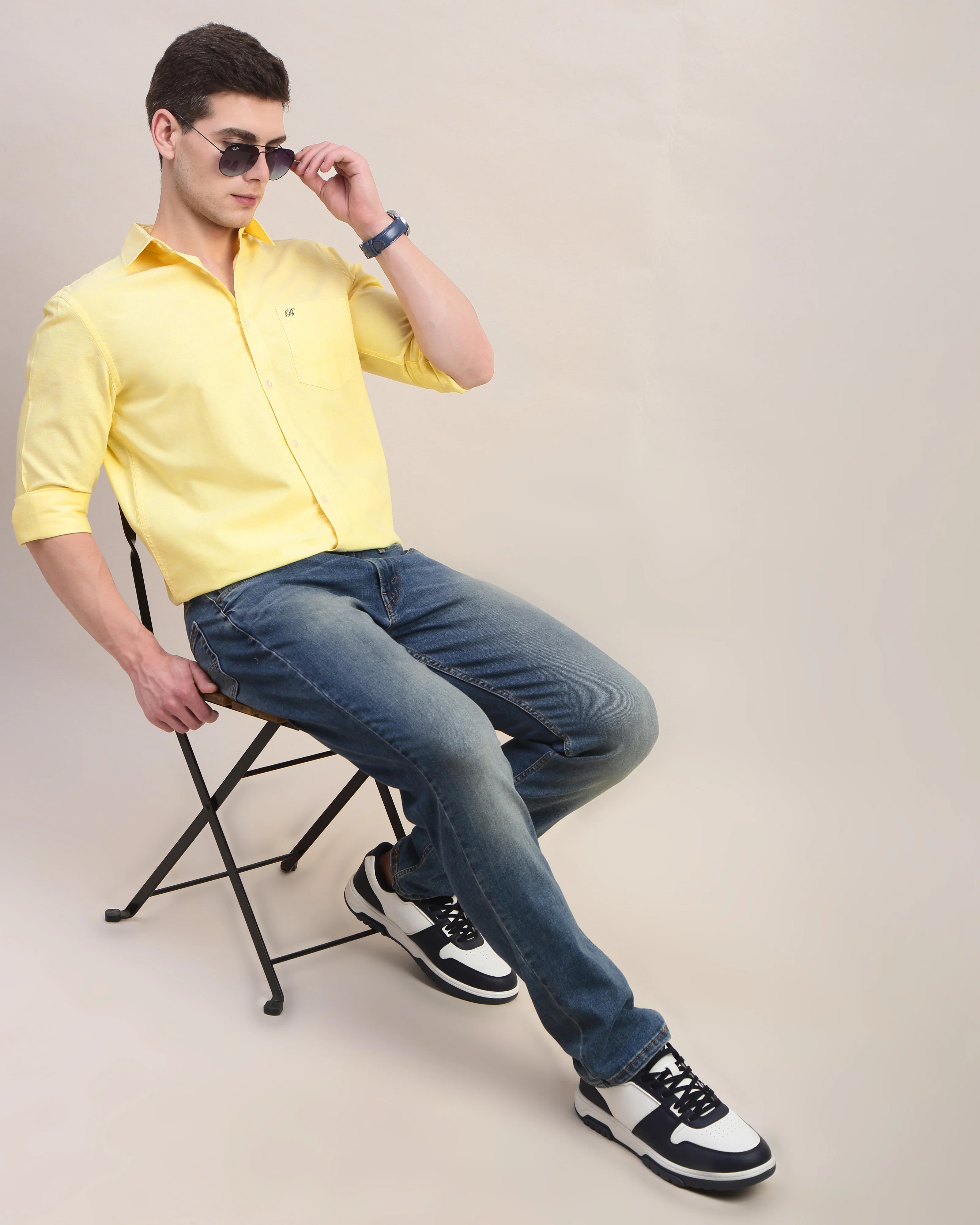 Men Yellow Oxford Shirt - Image 5